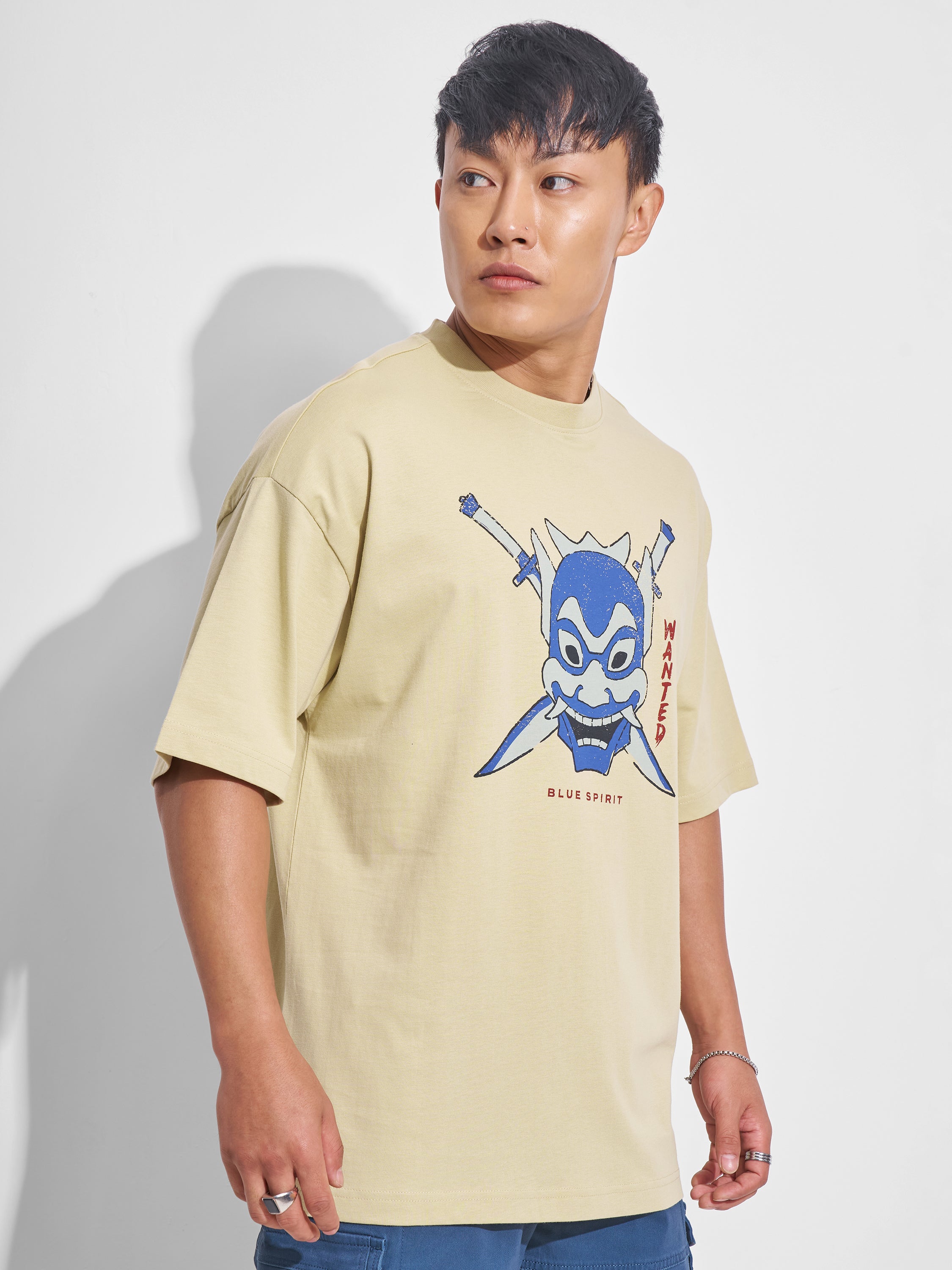 Highlander Men Beige Avatar Printed Round Neck Oversized Fit T-Shirt - Beige - Image 6