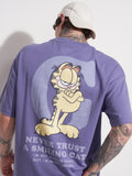 Highlander Men Purple Garfield Printed Round Neck Oversized Fit T-Shirt - Purple - Image 1