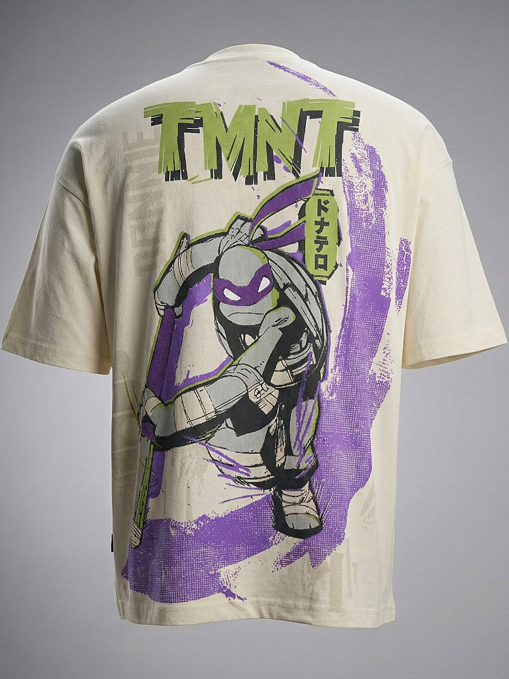 Highlander Men Cream Ninja Turtles Printed Round Neck Oversized Fit T-Shirt - Cream - Image 8