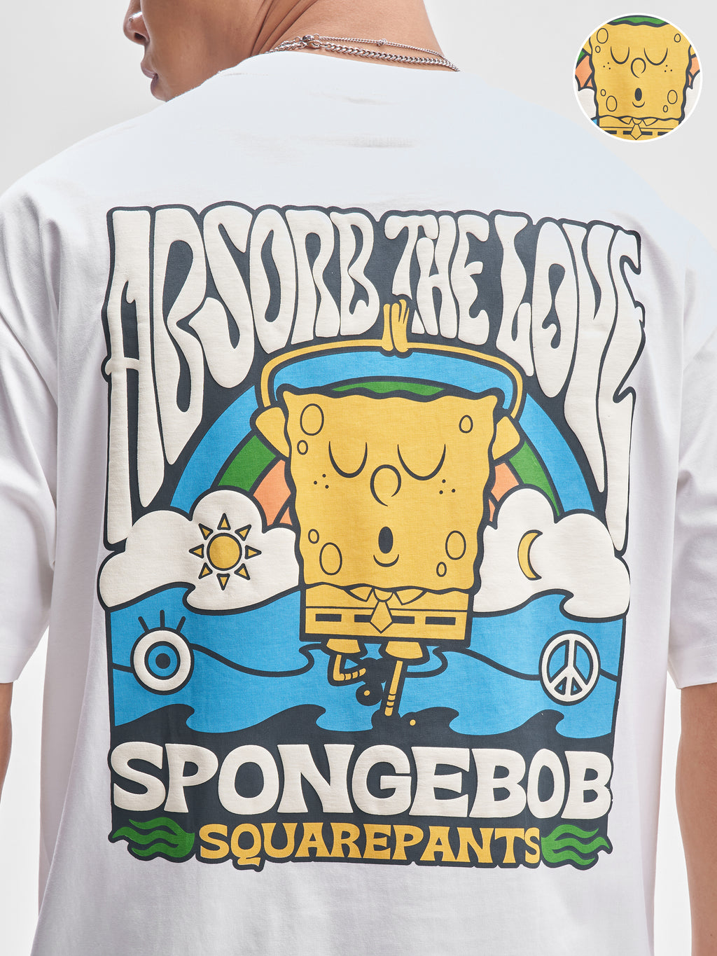 Highlander Men White Spongebob Squarepants Printed Round Neck T-Shirt - White - Image 5