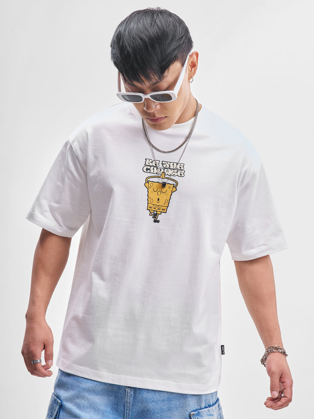 Highlander Men White Spongebob Squarepants Printed Round Neck T-Shirt - White - Image 6