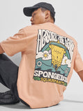 Highlander Men Peach Spongebob Squarepants Printed Round Neck T-Shirt - Peach - Image 1