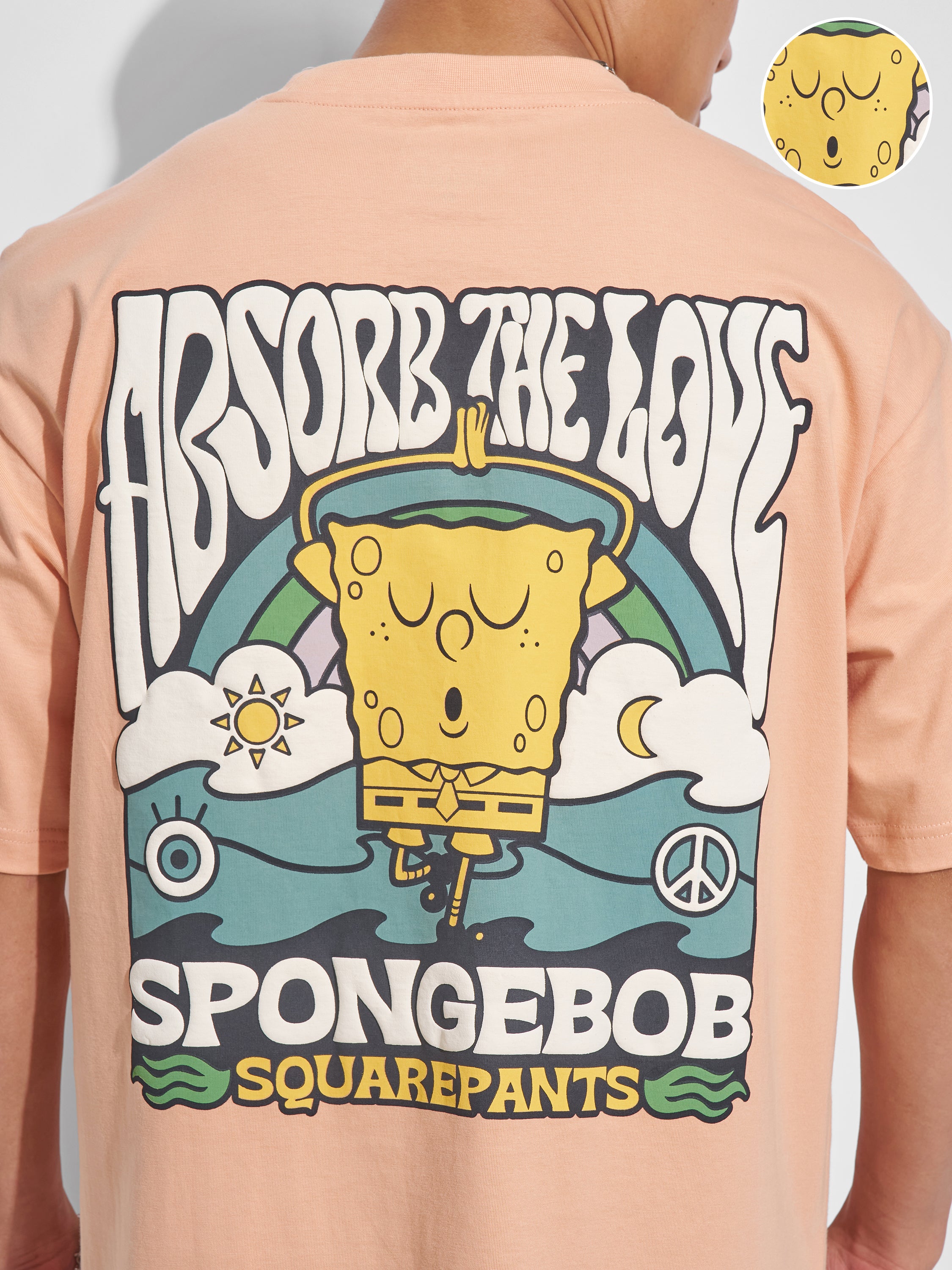 Highlander Men Peach Spongebob Squarepants Printed Round Neck T-Shirt - Peach - Image 5