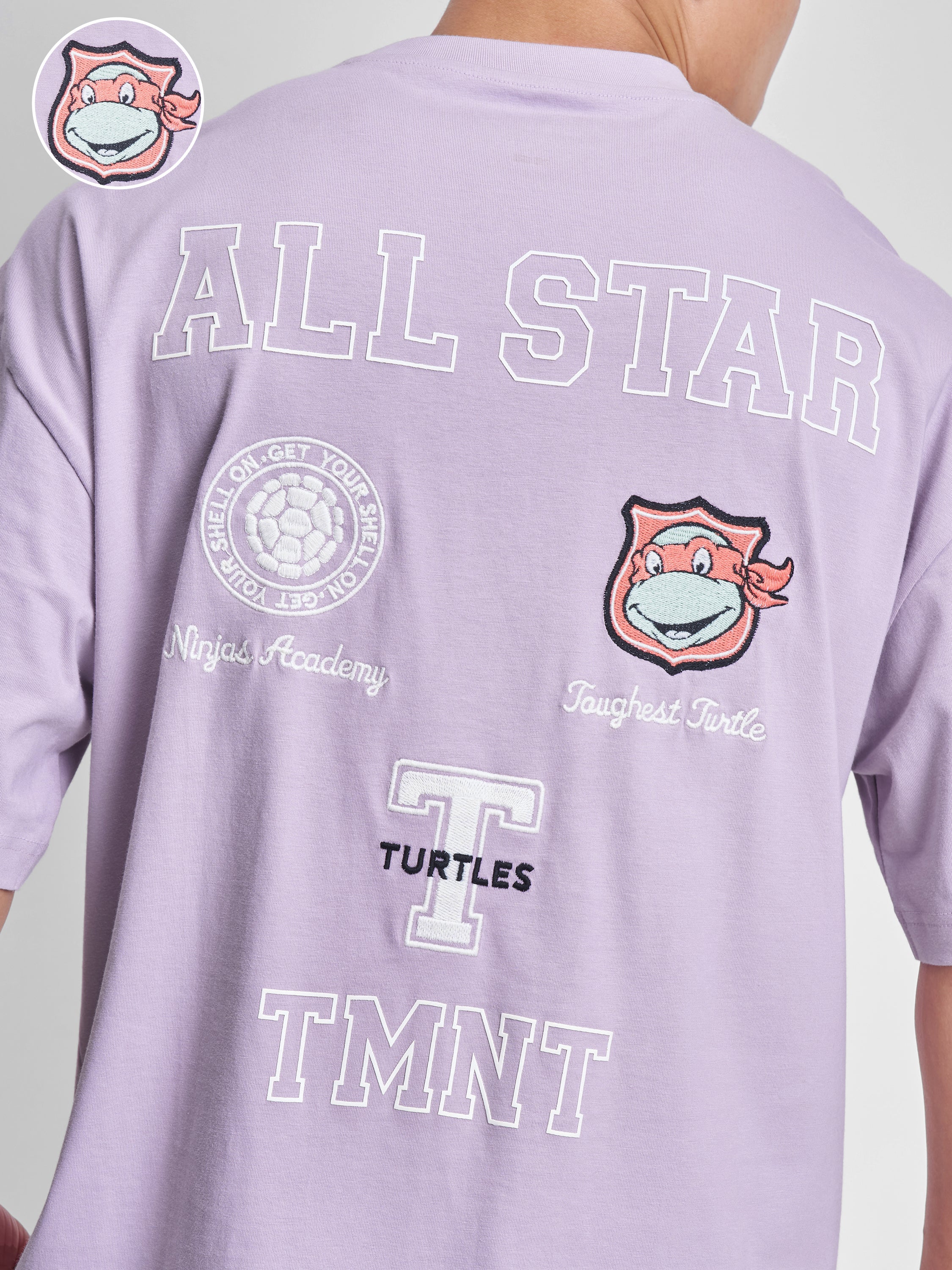 Highlander Men Lavender Ninja Turtles Printed Round Neck Oversized Fit T-Shirt - Lavender - Image 5