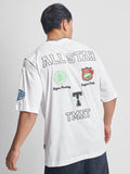 Highlander Men White Ninja Turtles Printed Round Neck Oversized Fit T-Shirt - White - Image 1