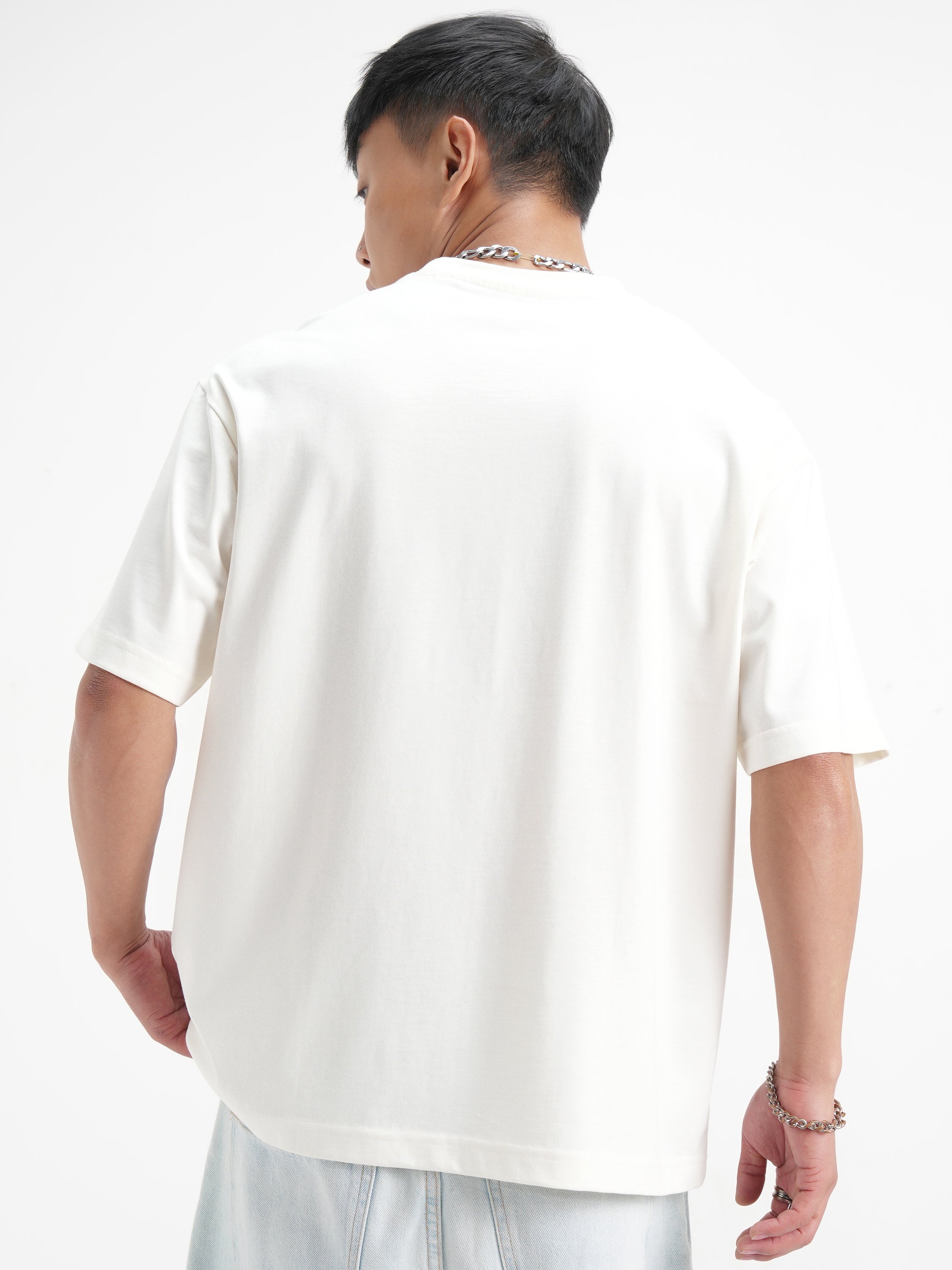 Highlander Men White Spongebob Squarepants Printed Round Neck Oversized Fit T-Shirt - White - Image 3