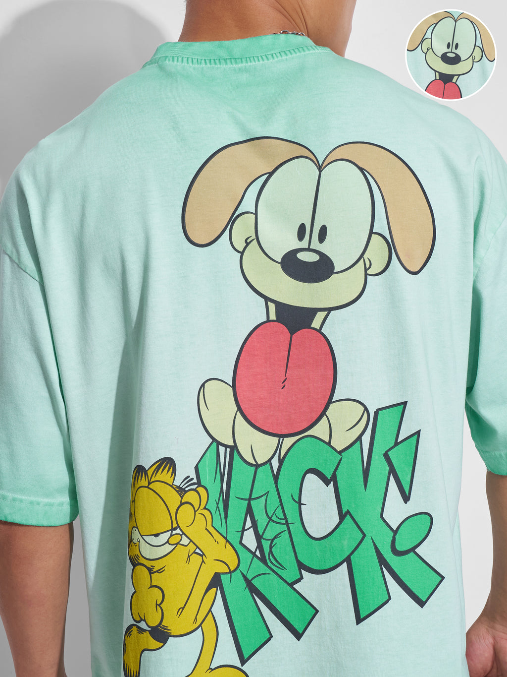 Highlander Men Teal Garfield Printed Round Neck Oversized Fit T-Shirt - Teal - Image 5