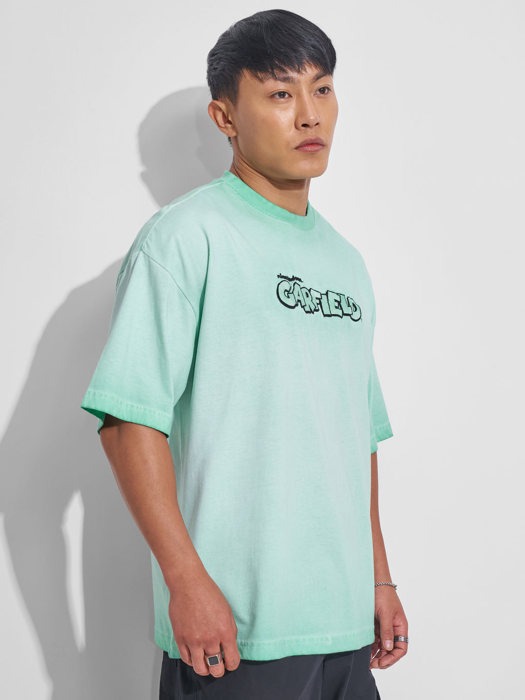 Highlander Men Teal Garfield Printed Round Neck Oversized Fit T-Shirt - Teal - Image 6