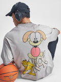 Highlander Men Grey Garfield Printed Round Neck Oversized Fit T-Shirt - Grey - Image 1