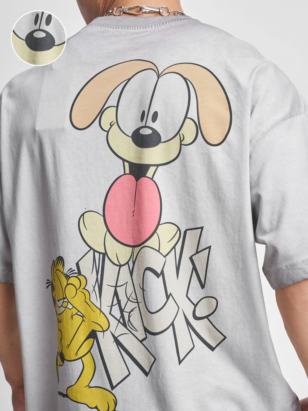 Highlander Men Grey Garfield Printed Round Neck Oversized Fit T-Shirt - Grey - Image 5