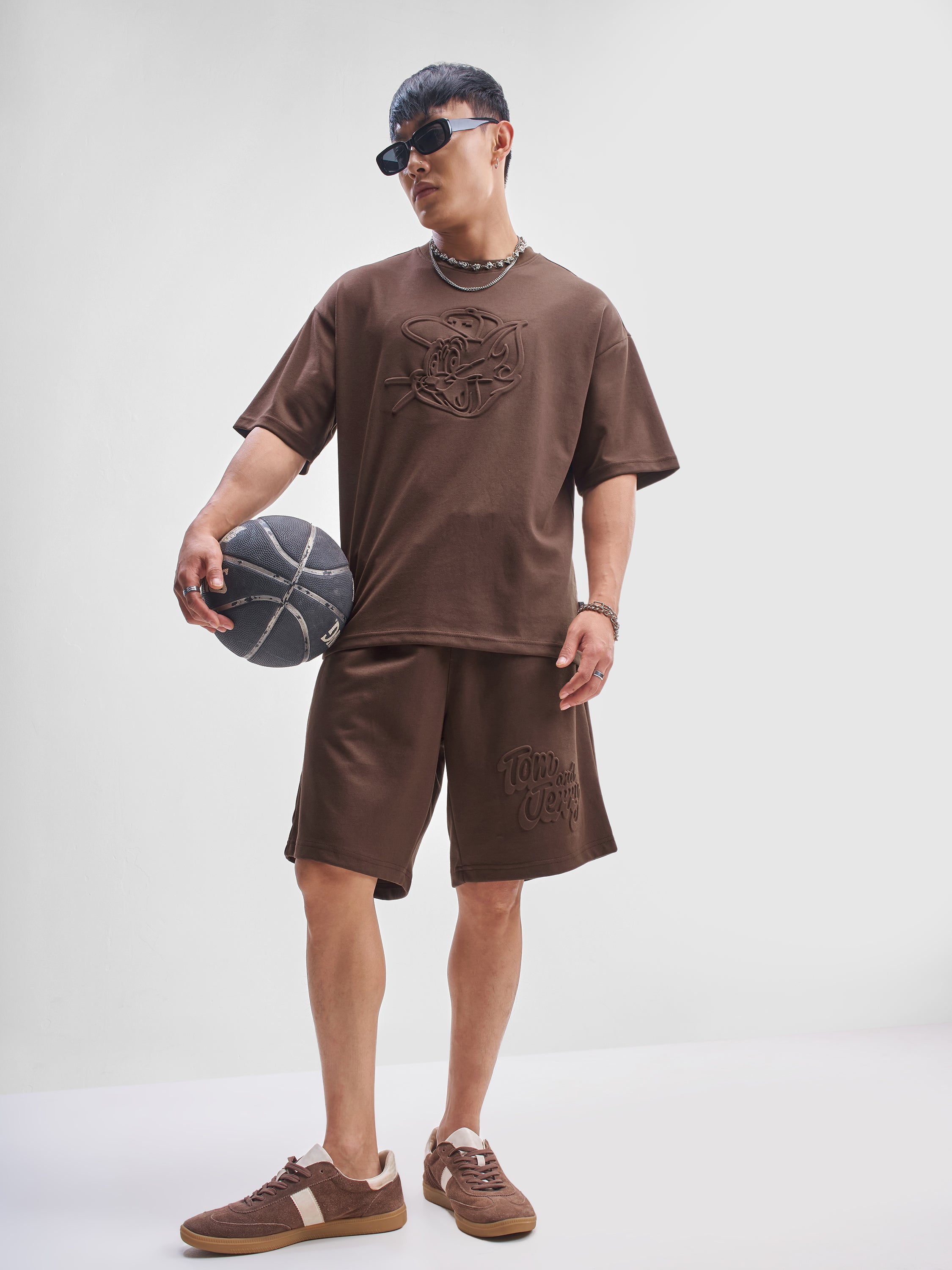 WB By Highlander Men Brown Tom And Jerry T-shirt With Shorts Co-Ords - Brown - Image 2