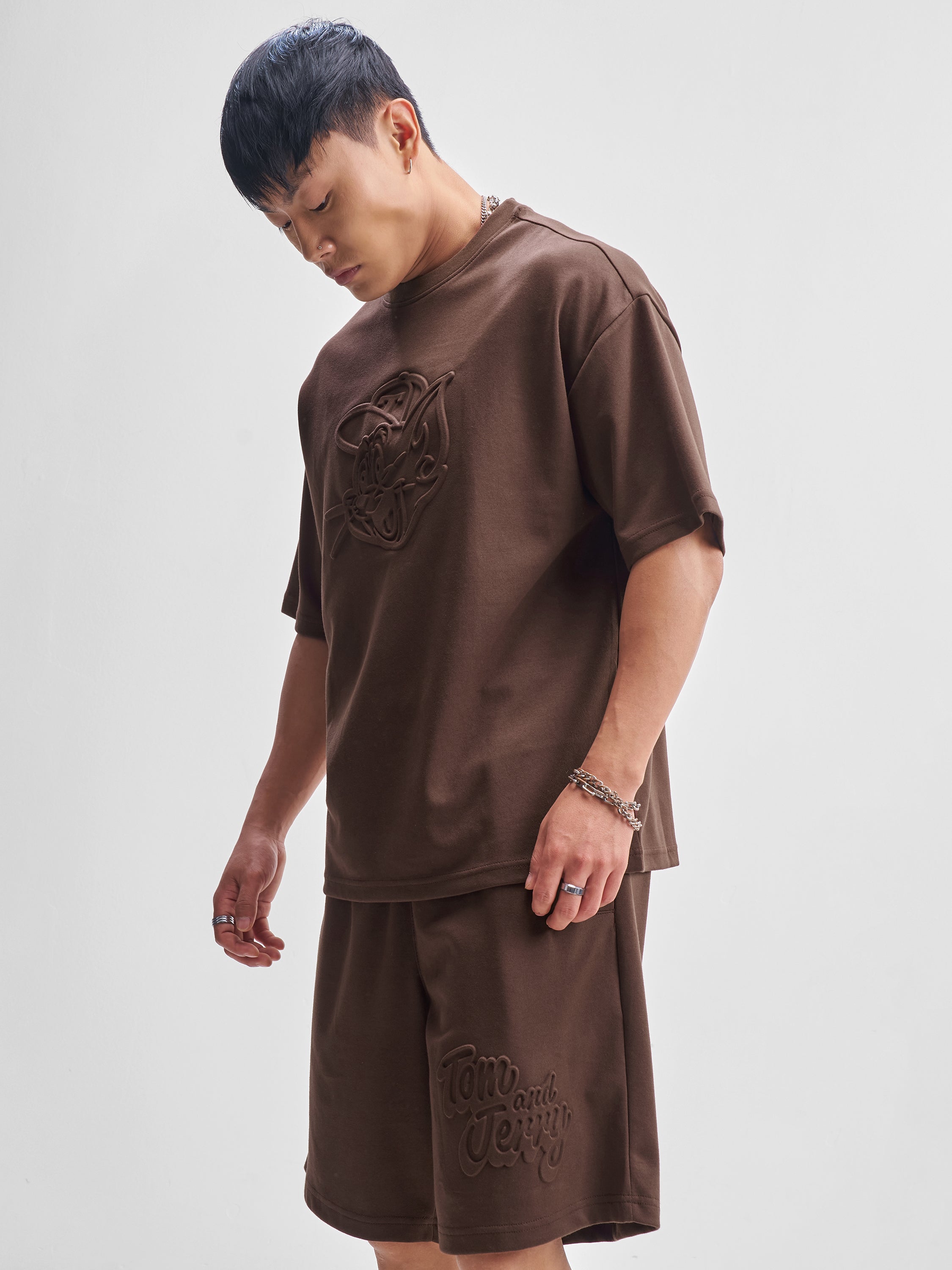 WB By Highlander Men Brown Tom And Jerry T-shirt With Shorts Co-Ords - Brown - Image 4
