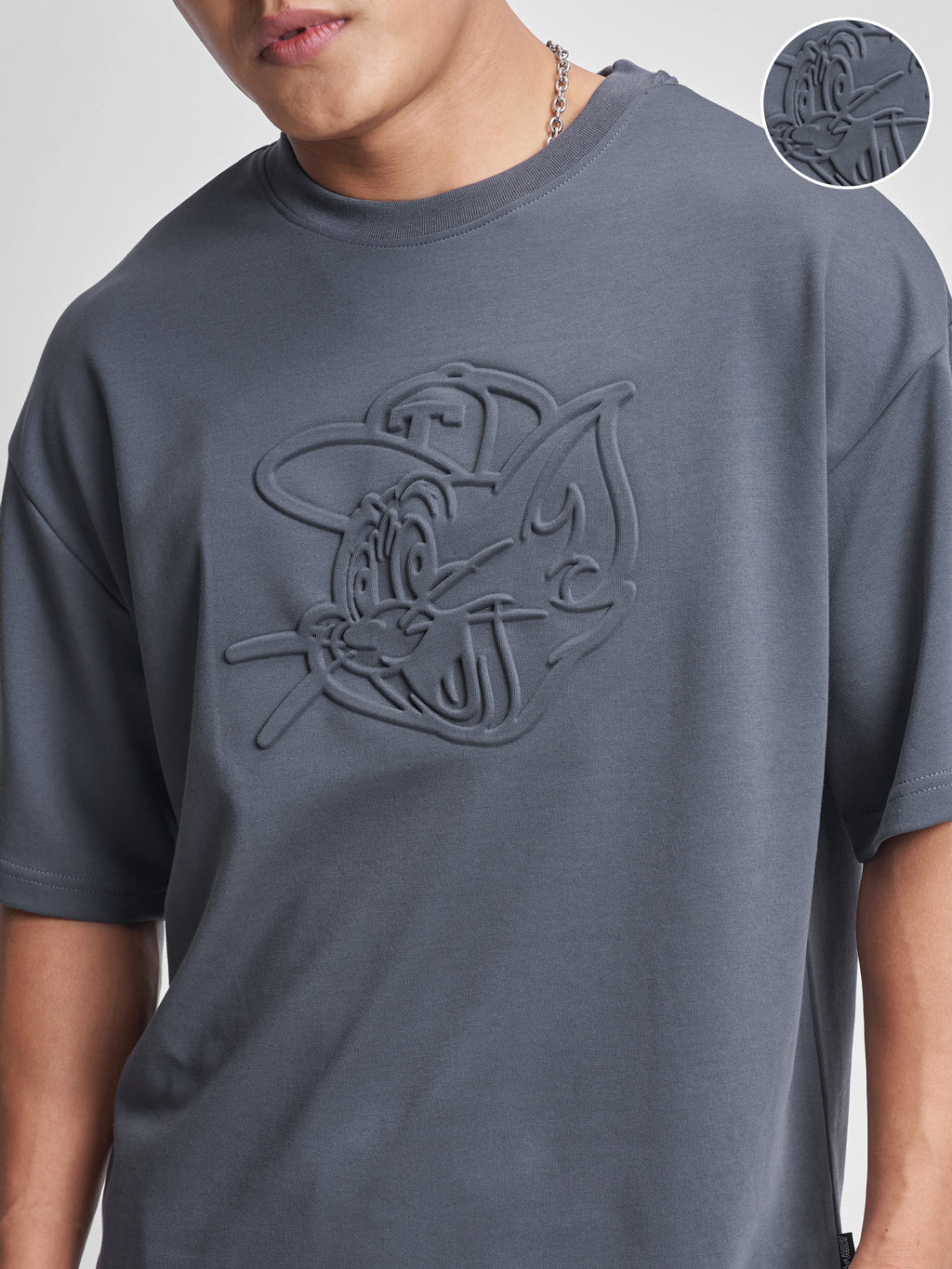 WB By Highlander Men Grey Tom And Jerry T-Shirt With Shorts Co-Ords - Grey - Image 5