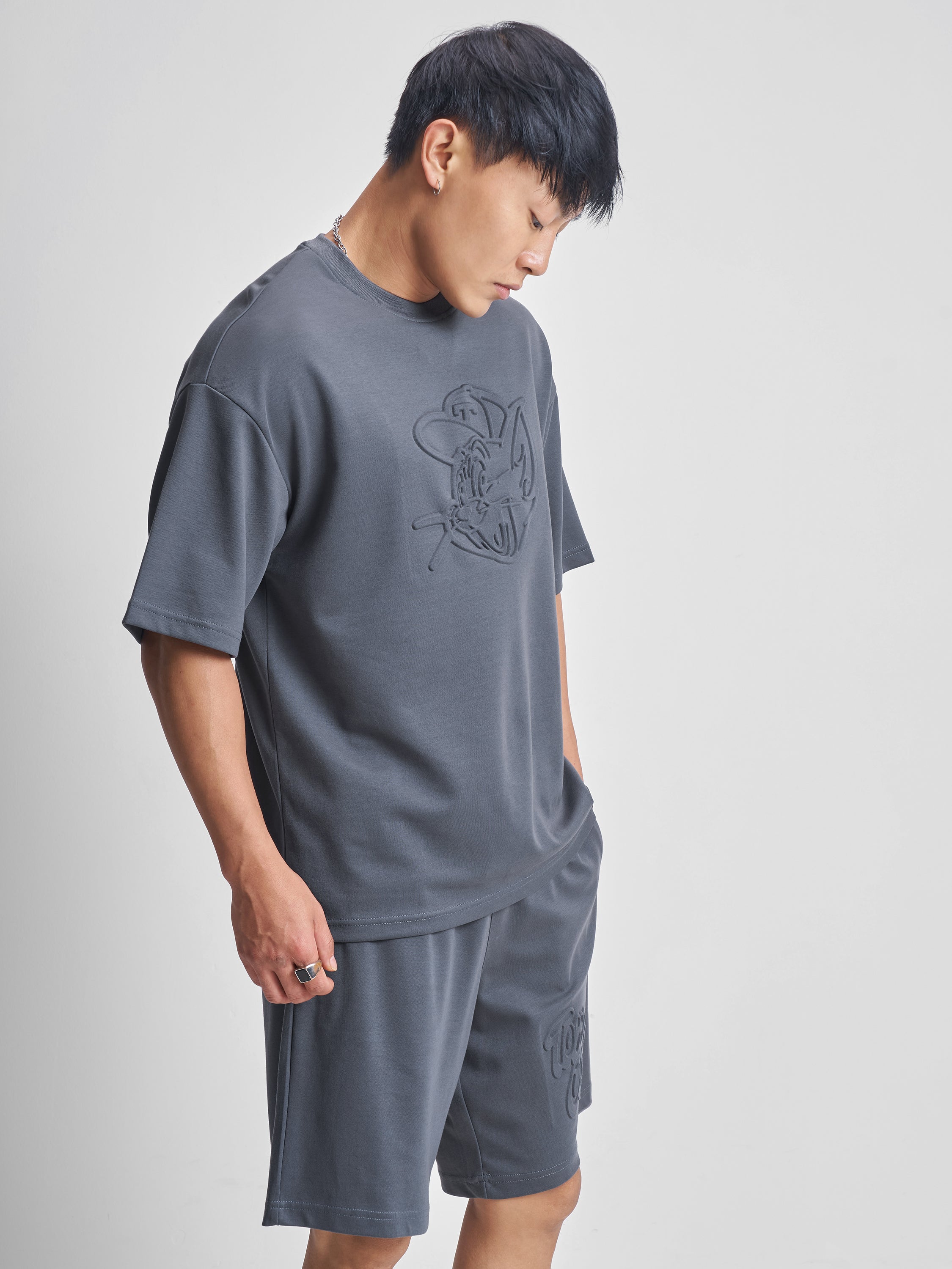 WB By Highlander Men Grey Tom And Jerry T-Shirt With Shorts Co-Ords - Grey - Image 6