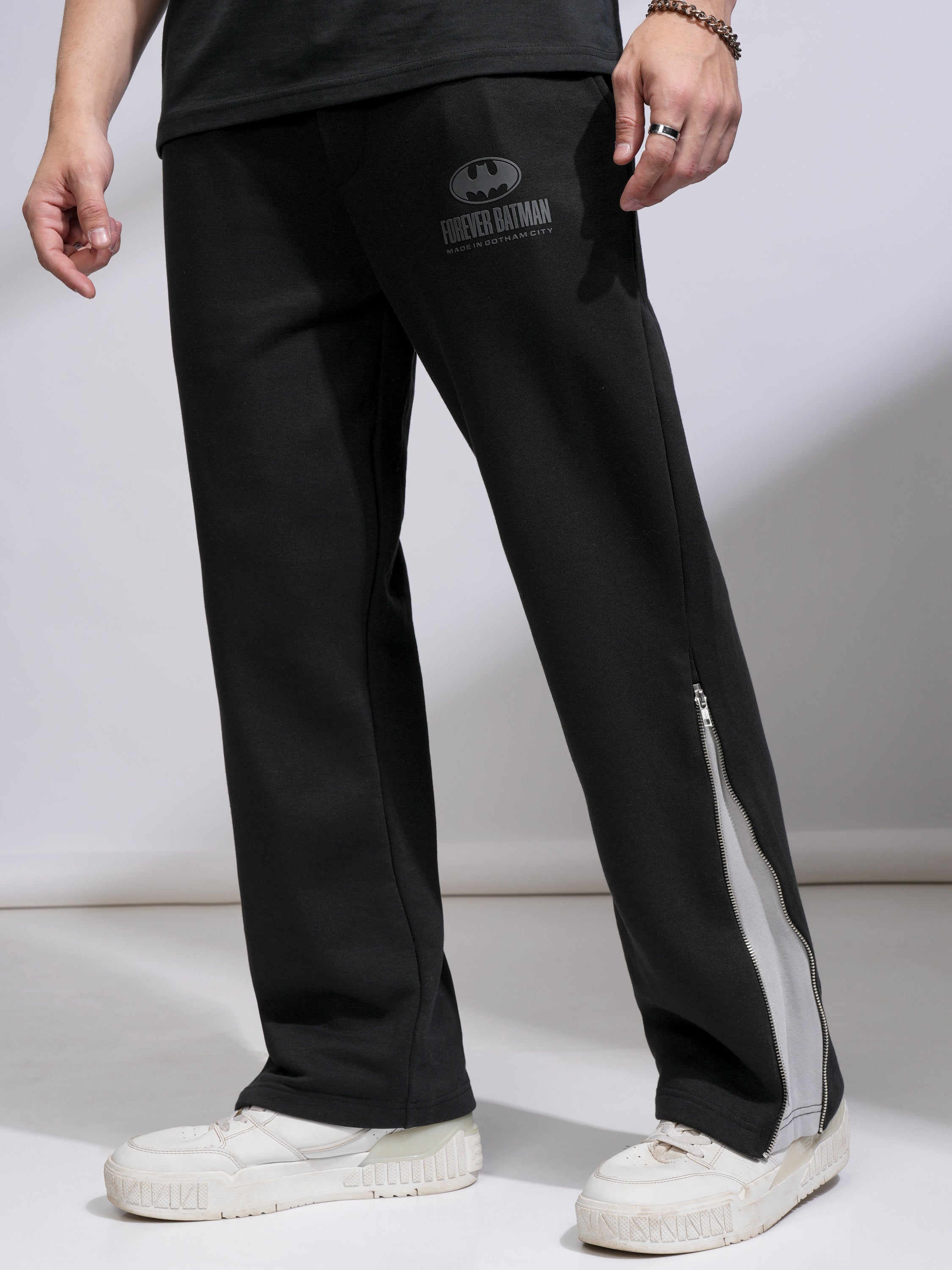 DC By Highlander Men Black Batman Straight Fit Printed Track Pants - Black - Image 1