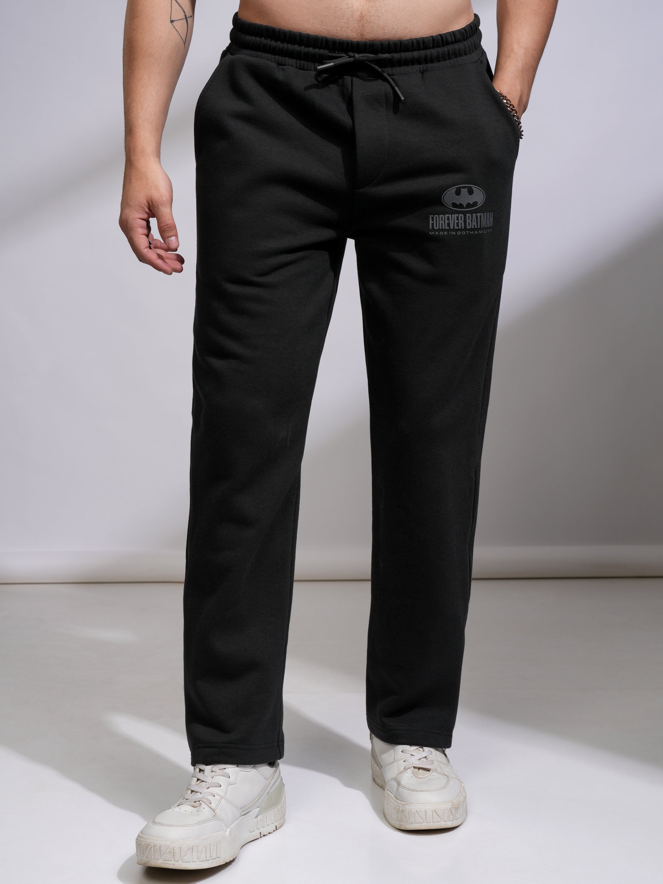 DC By Highlander Men Black Batman Straight Fit Printed Track Pants - Black - Image 4