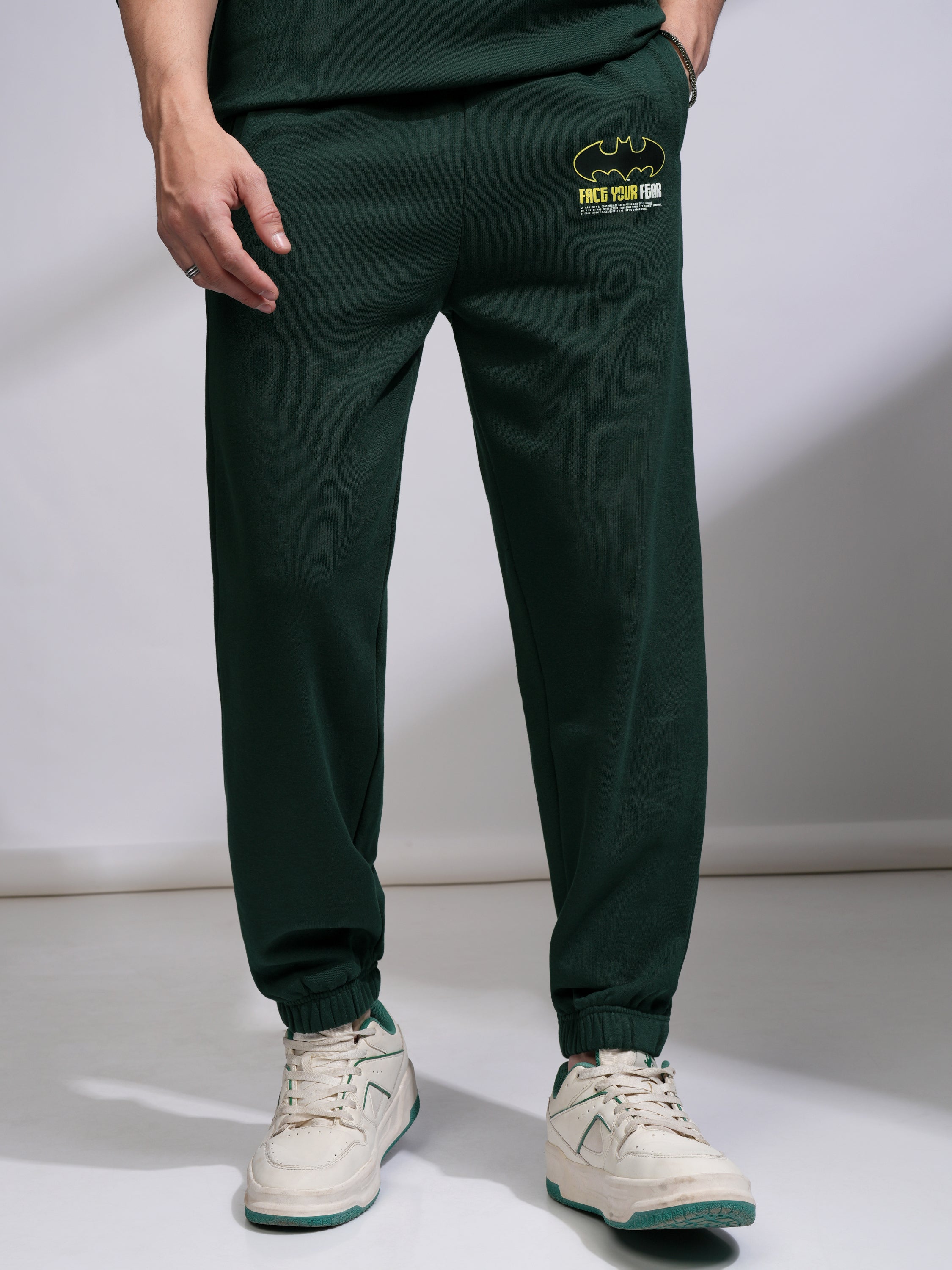 DC By Highlander Men Olive Batman Relaxed Fit Printed Joggers - Olive - Image 1