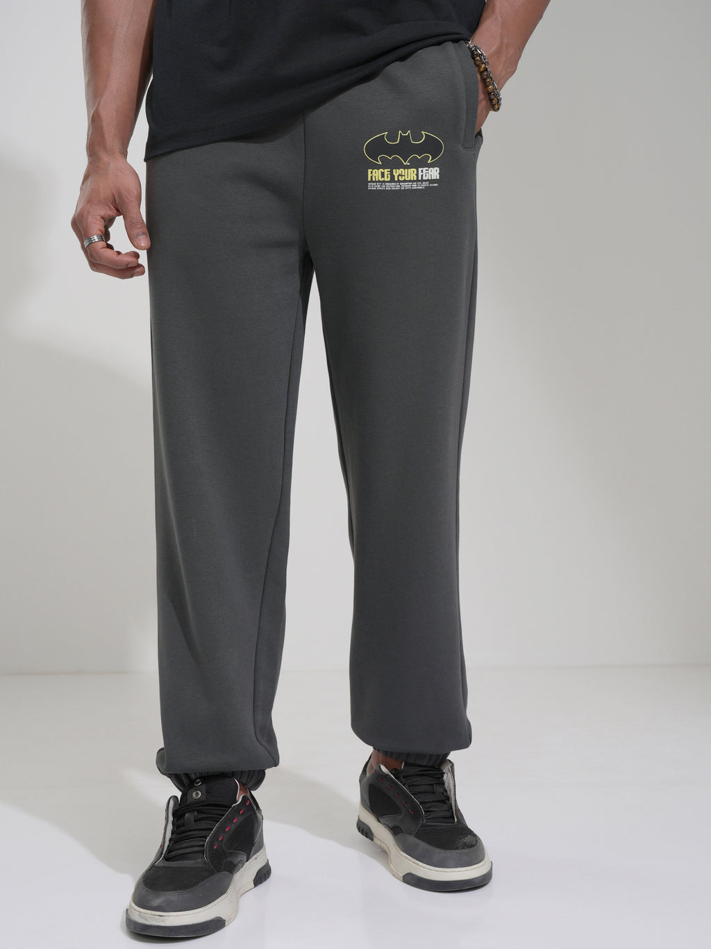 DC By Highlander Men Grey Batman Straight Fit Printed Joggers - Grey - Image 1