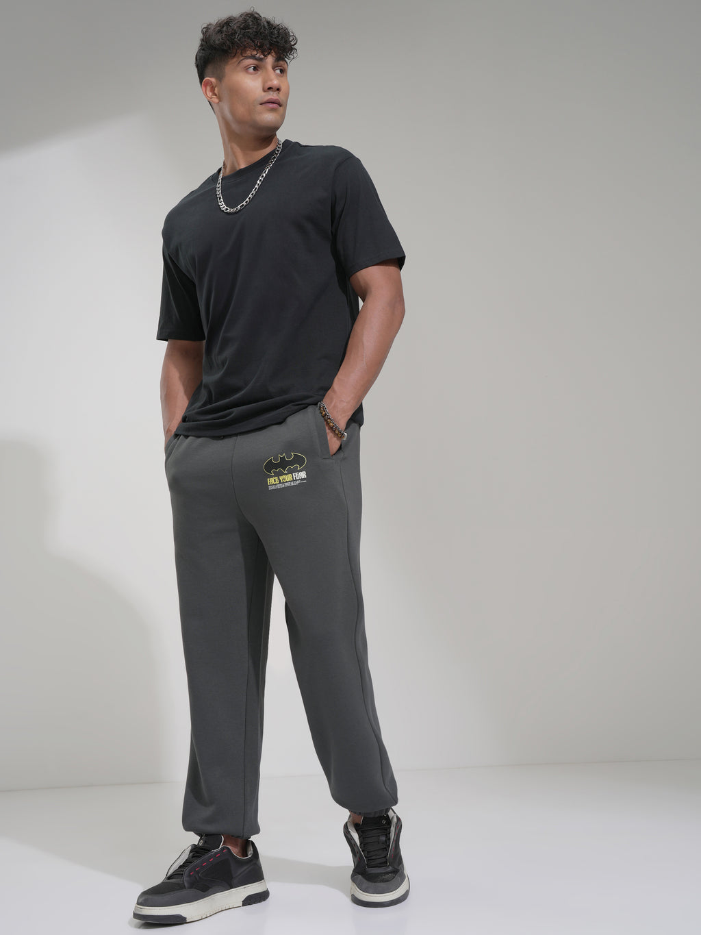 DC By Highlander Men Grey Batman Straight Fit Printed Joggers - Grey - Image 2