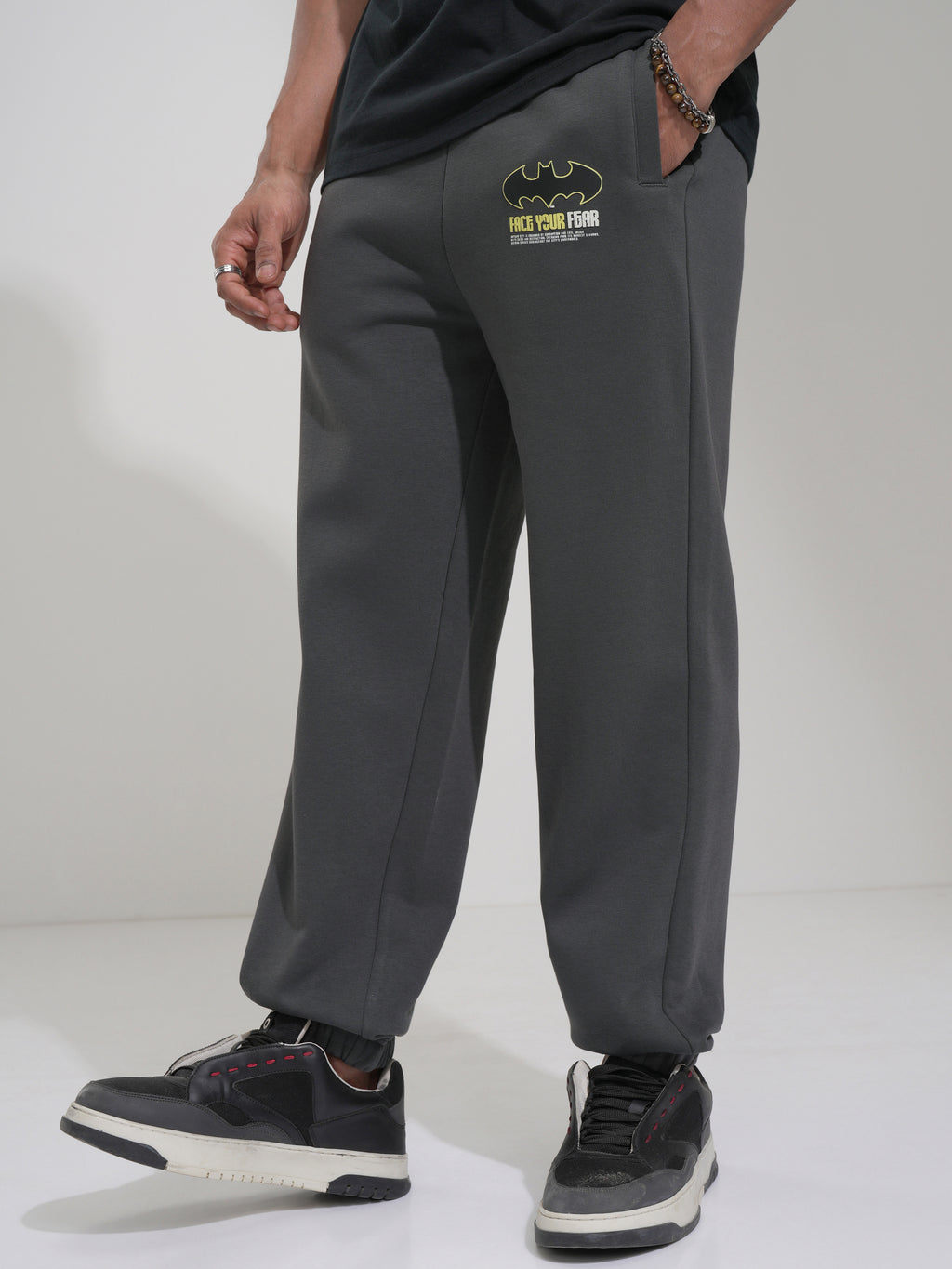 DC By Highlander Men Grey Batman Straight Fit Printed Joggers - Grey - Image 4
