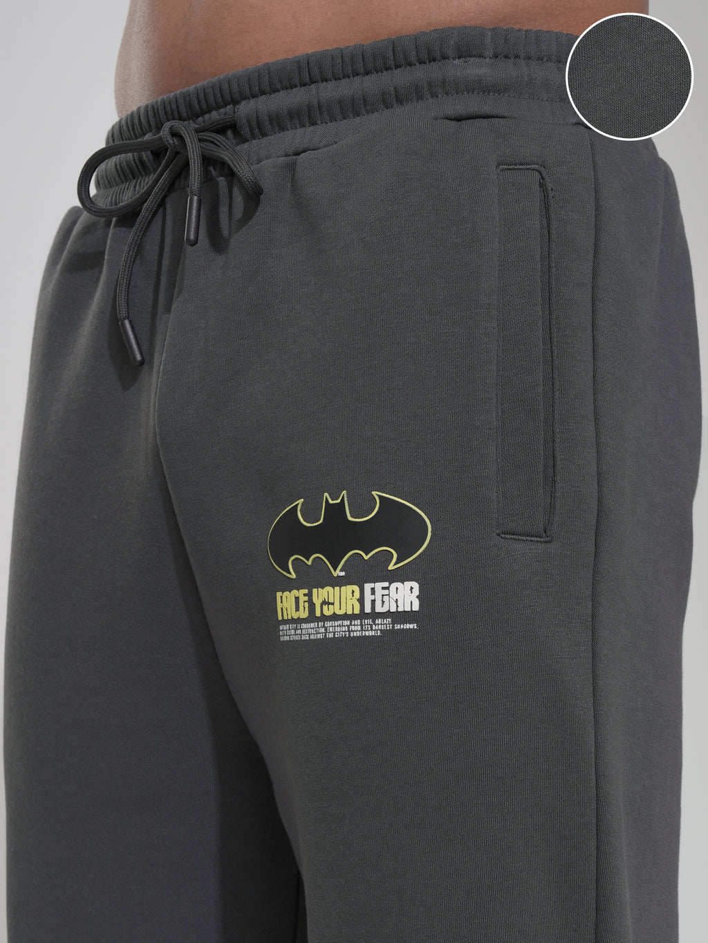 DC By Highlander Men Grey Batman Straight Fit Printed Joggers - Grey - Image 5