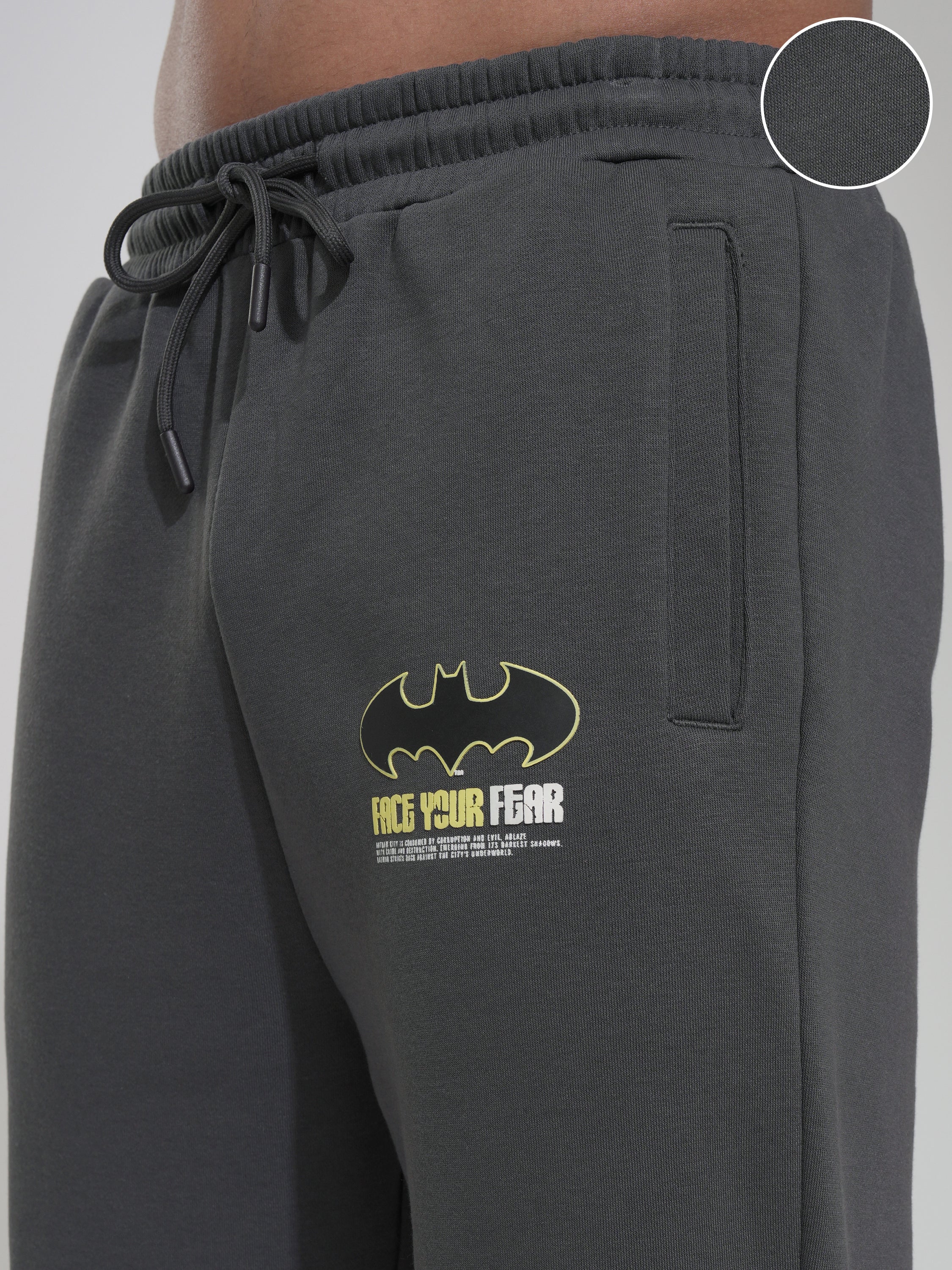 DC By Highlander Men Grey Batman Straight Fit Printed Joggers - Grey - Image 5