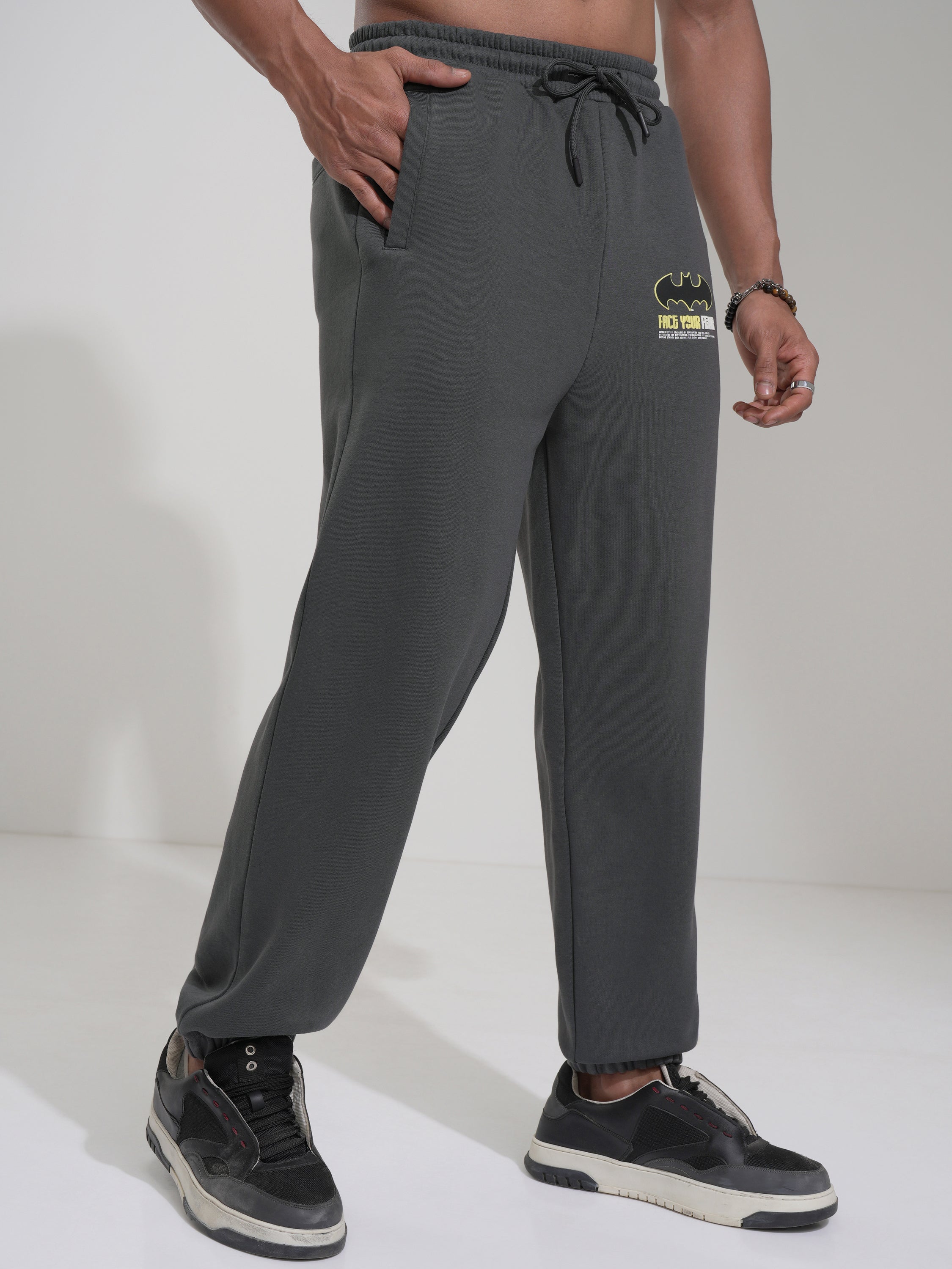 DC By Highlander Men Grey Batman Straight Fit Printed Joggers - Grey - Image 6