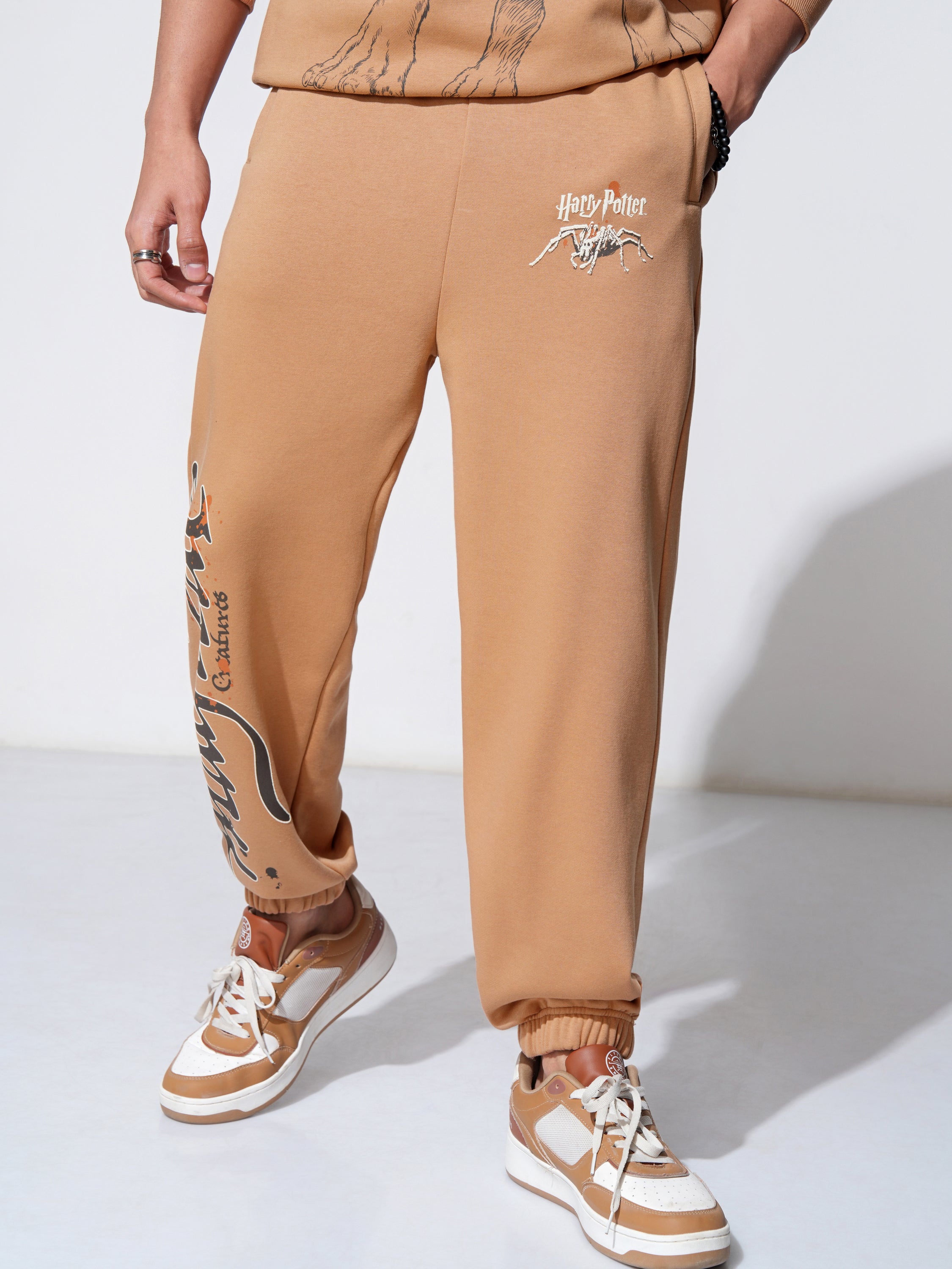 WB By Highlander Men Brown Harry Potter Straight Fit Printed Joggers - Brown - Image 1