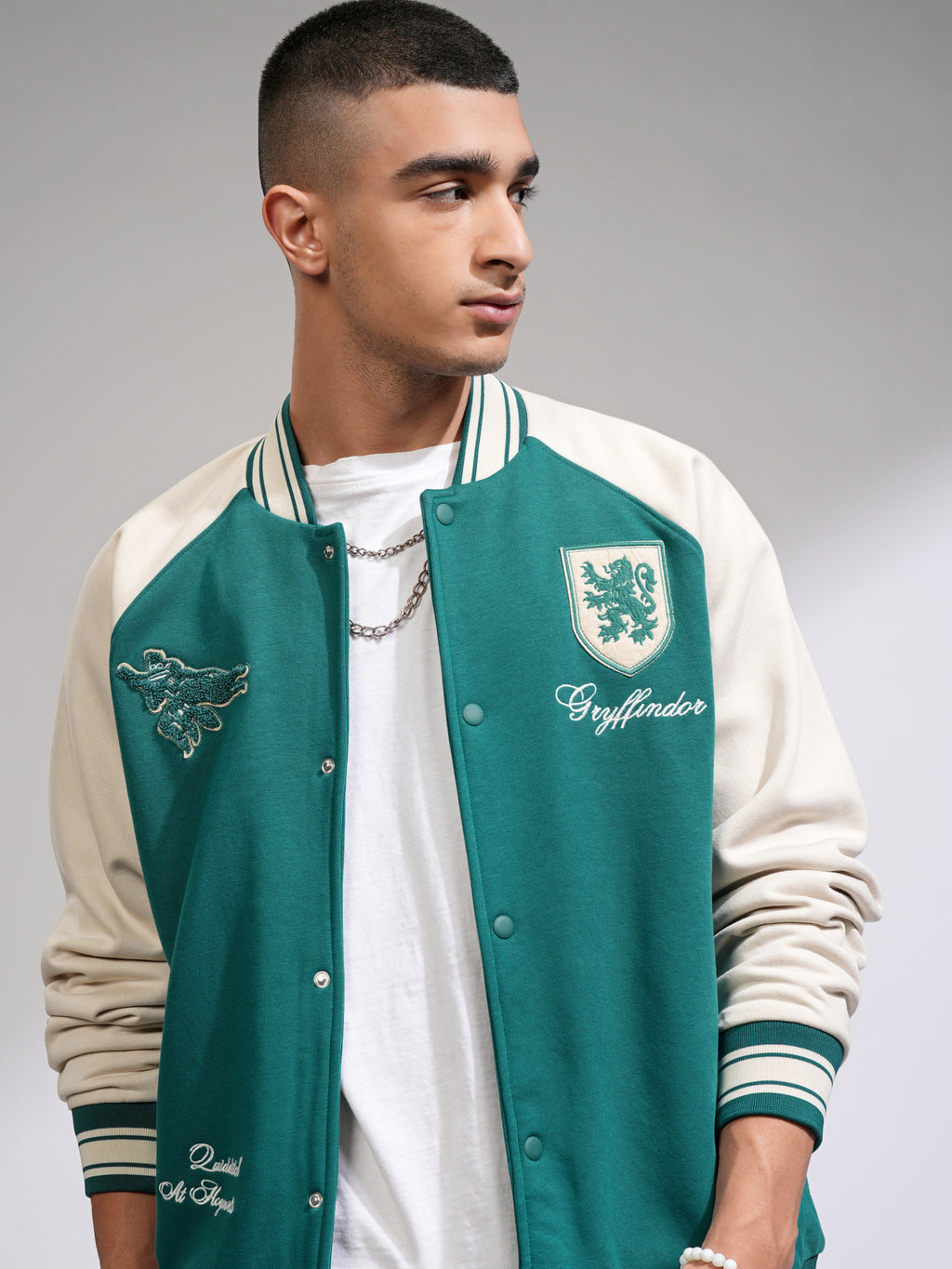 WB By Highlander Men Green Harry Potter Printed Varsity Jacket - Green - Image 1