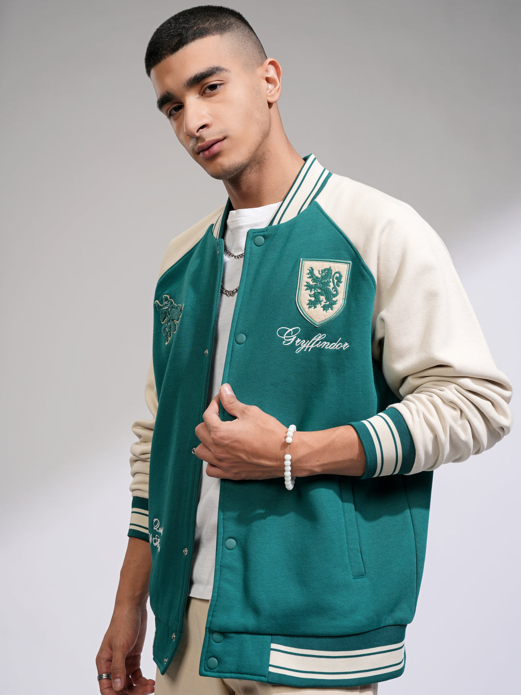 WB By Highlander Men Green Harry Potter Printed Varsity Jacket - Green - Image 4