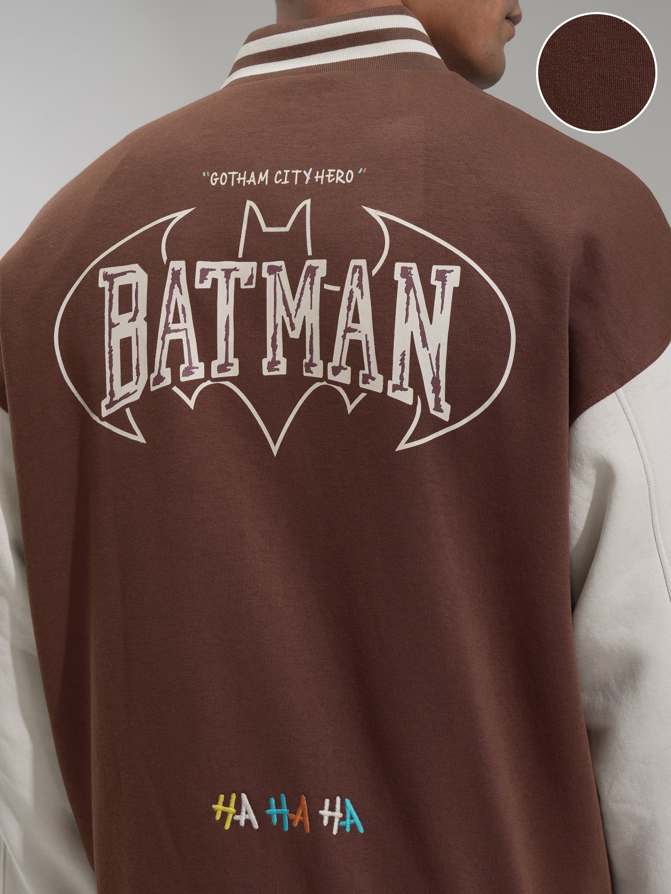 DC By Highlander Men Brown Batman Printed Varsity Jacket - Brown - Image 5