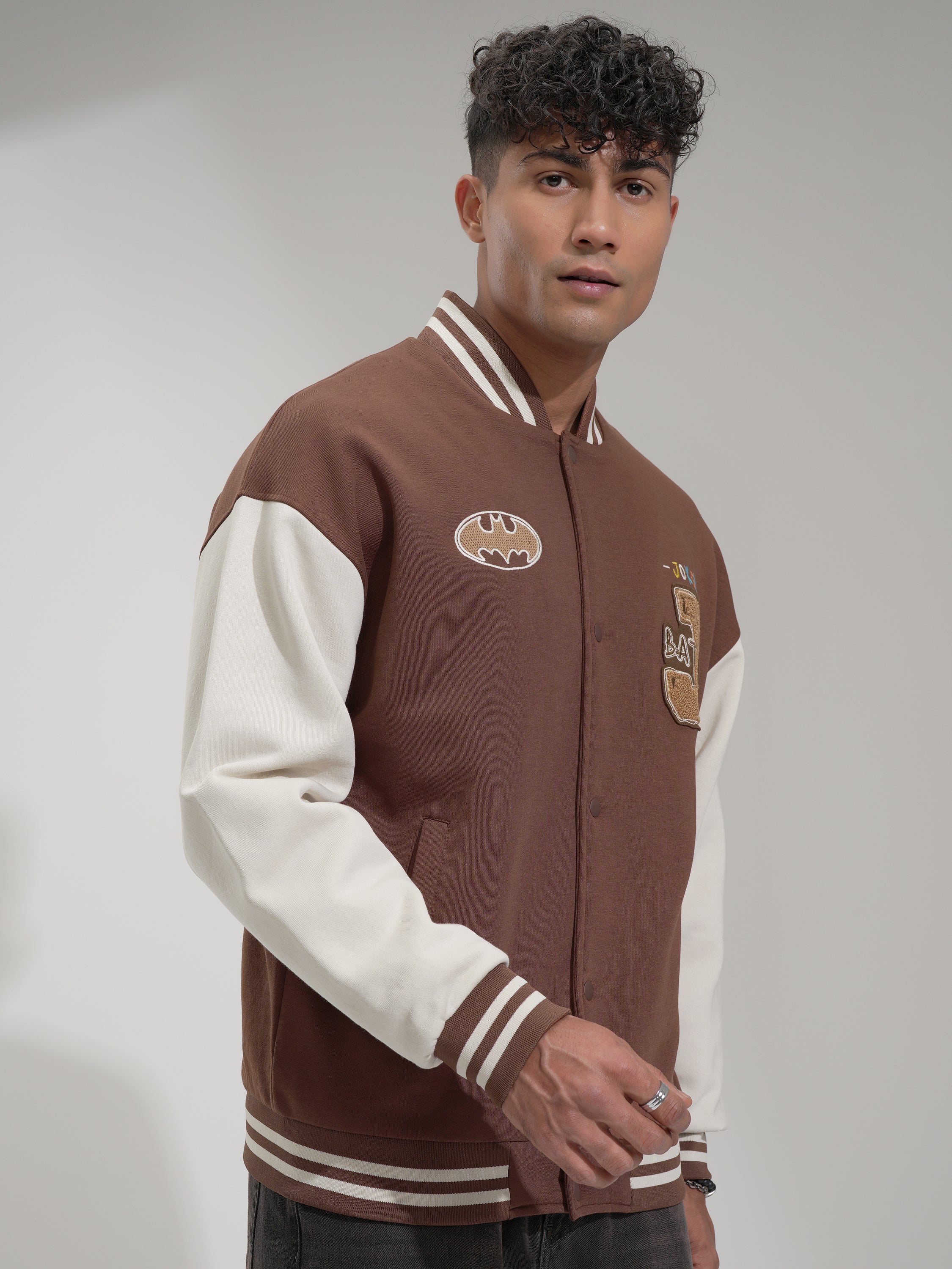 DC By Highlander Men Brown Batman Printed Varsity Jacket - Brown - Image 6