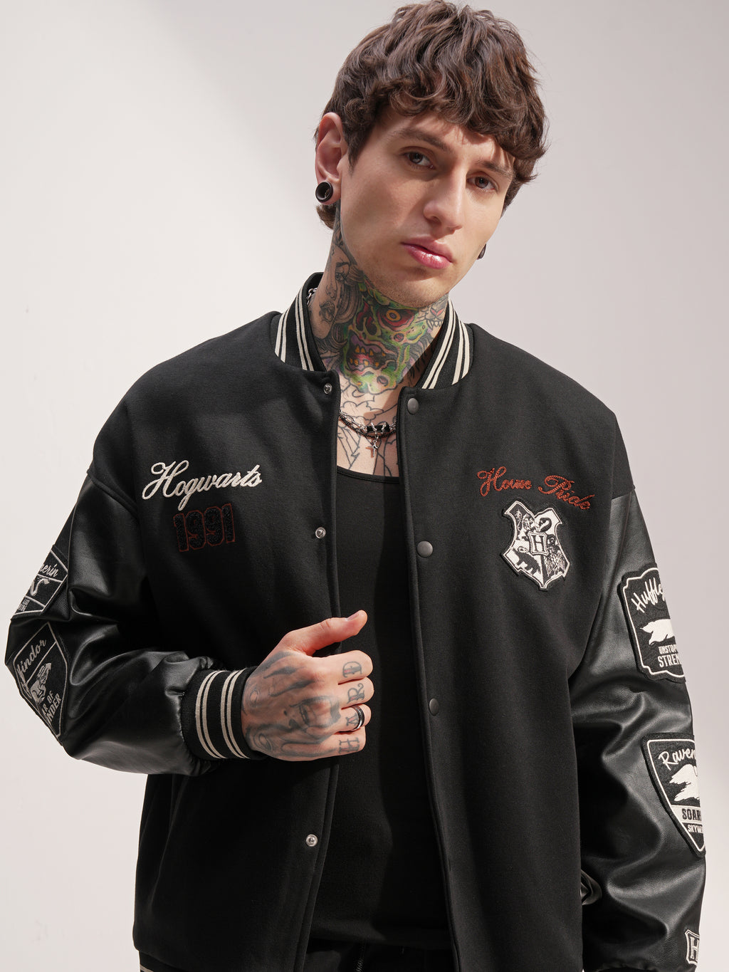 WB By Highlander Men Black Harry Potter Printed Varsity Jacket - Black - Image 1