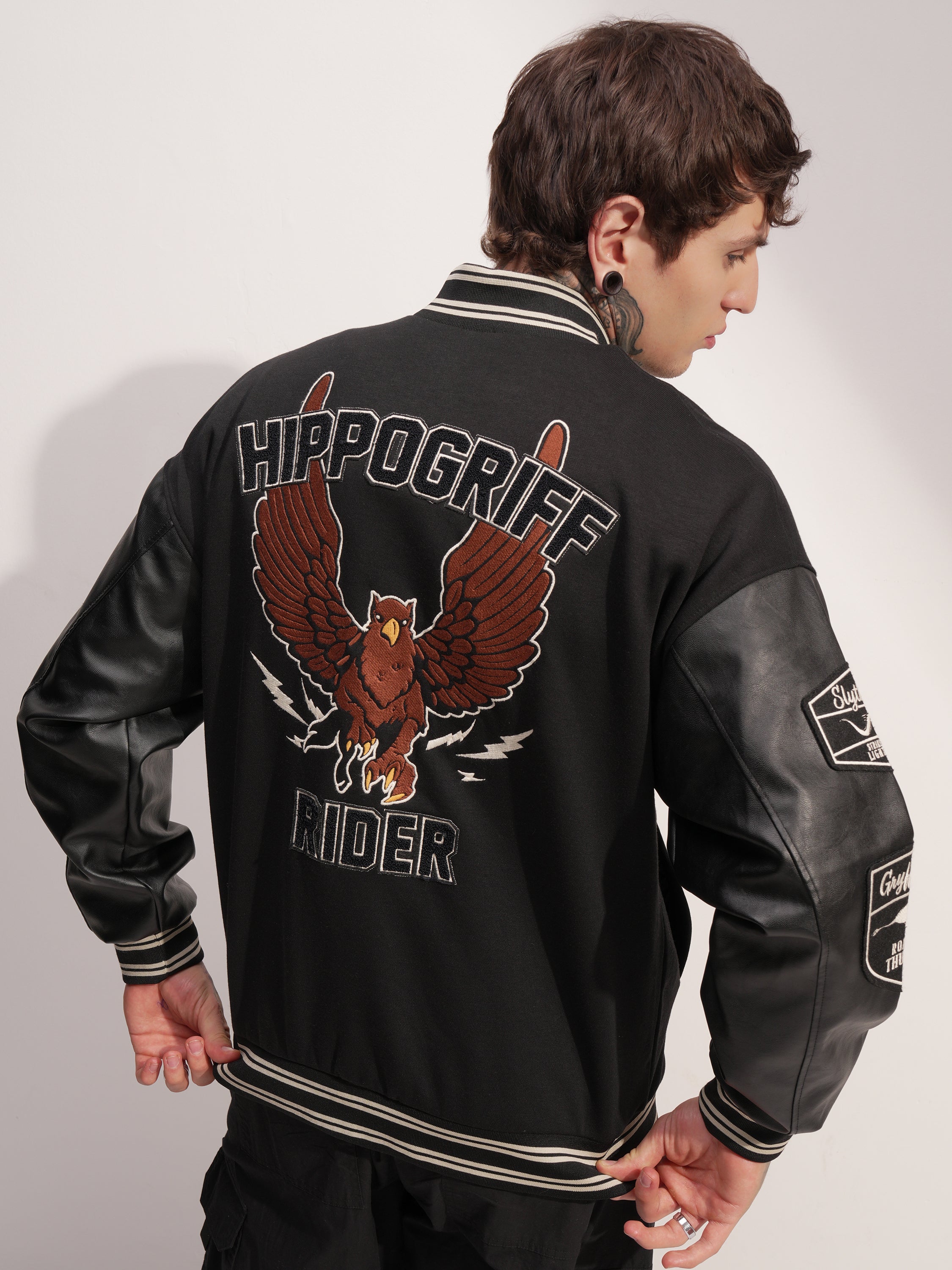 WB By Highlander Men Black Harry Potter Printed Varsity Jacket - Black - Image 3