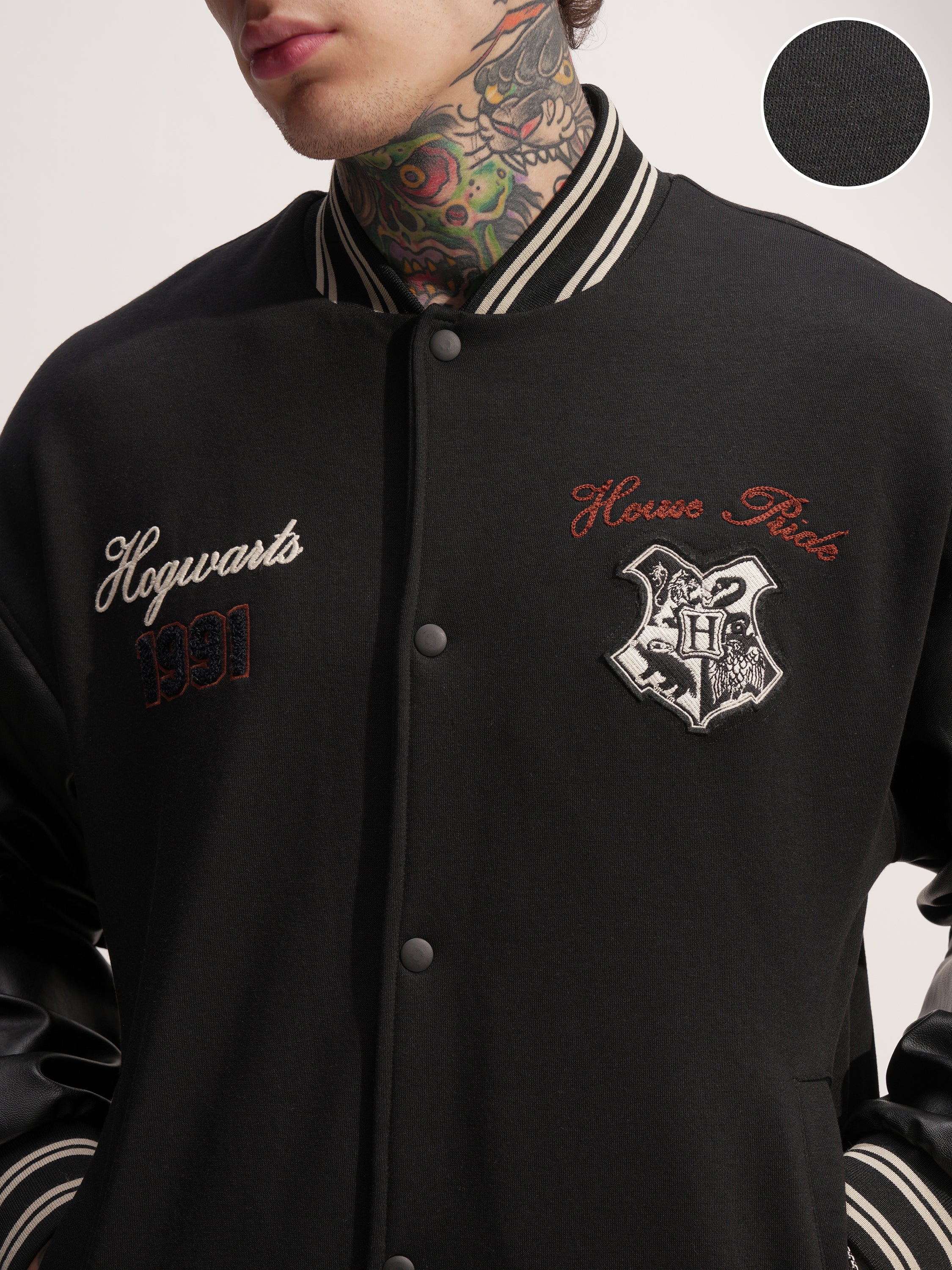 WB By Highlander Men Black Harry Potter Printed Varsity Jacket - Black - Image 5
