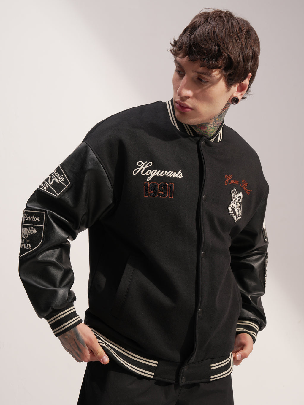 WB By Highlander Men Black Harry Potter Printed Varsity Jacket - Black - Image 6