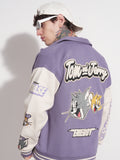 WB By Highlander Men Purple Tom And Jerry Printed Varsity Jacket - Purple - Image 1