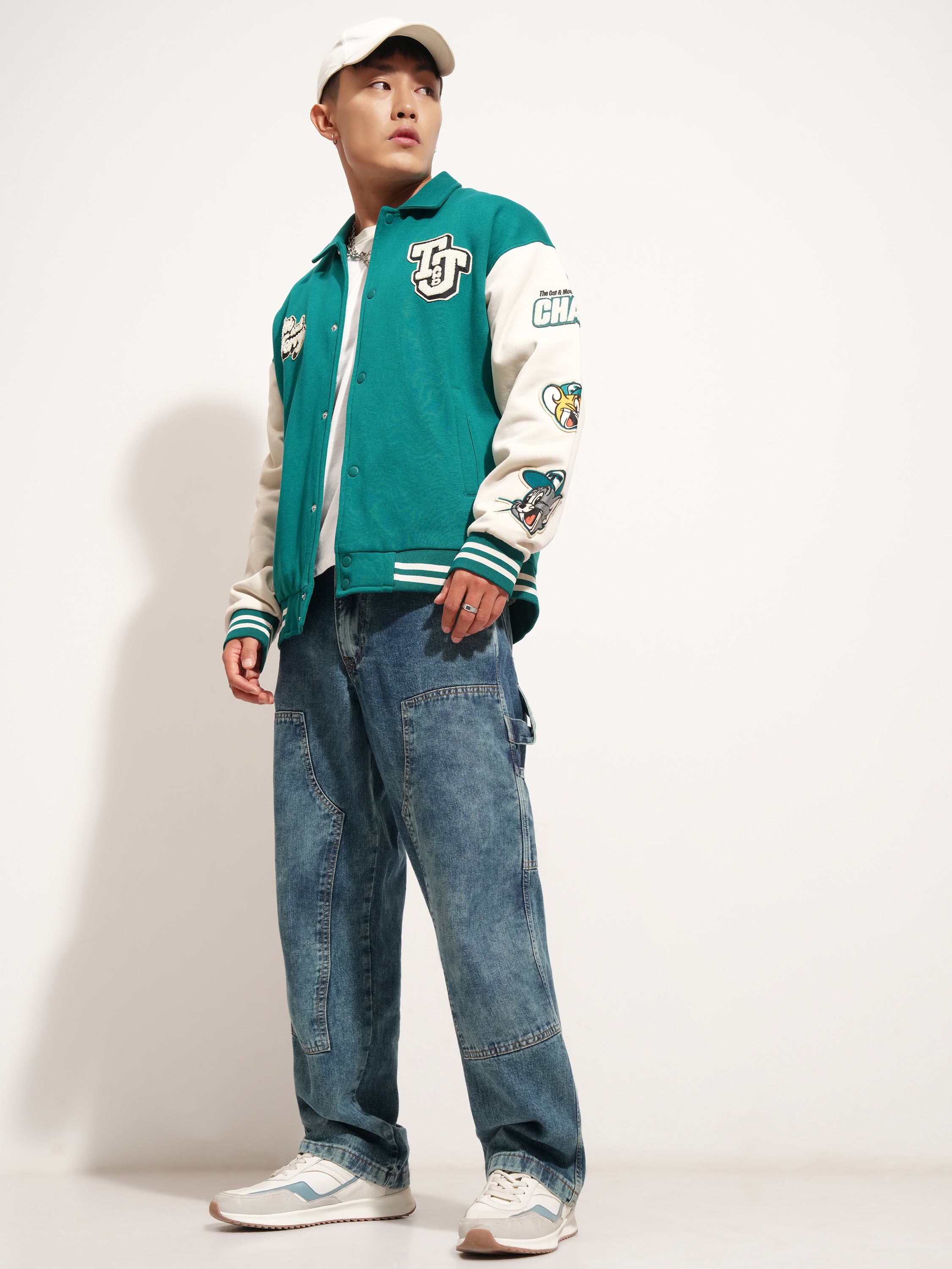 WB By Highlander Men Green Tom & Jerry Printed Varsity Jacket - Green - Image 2