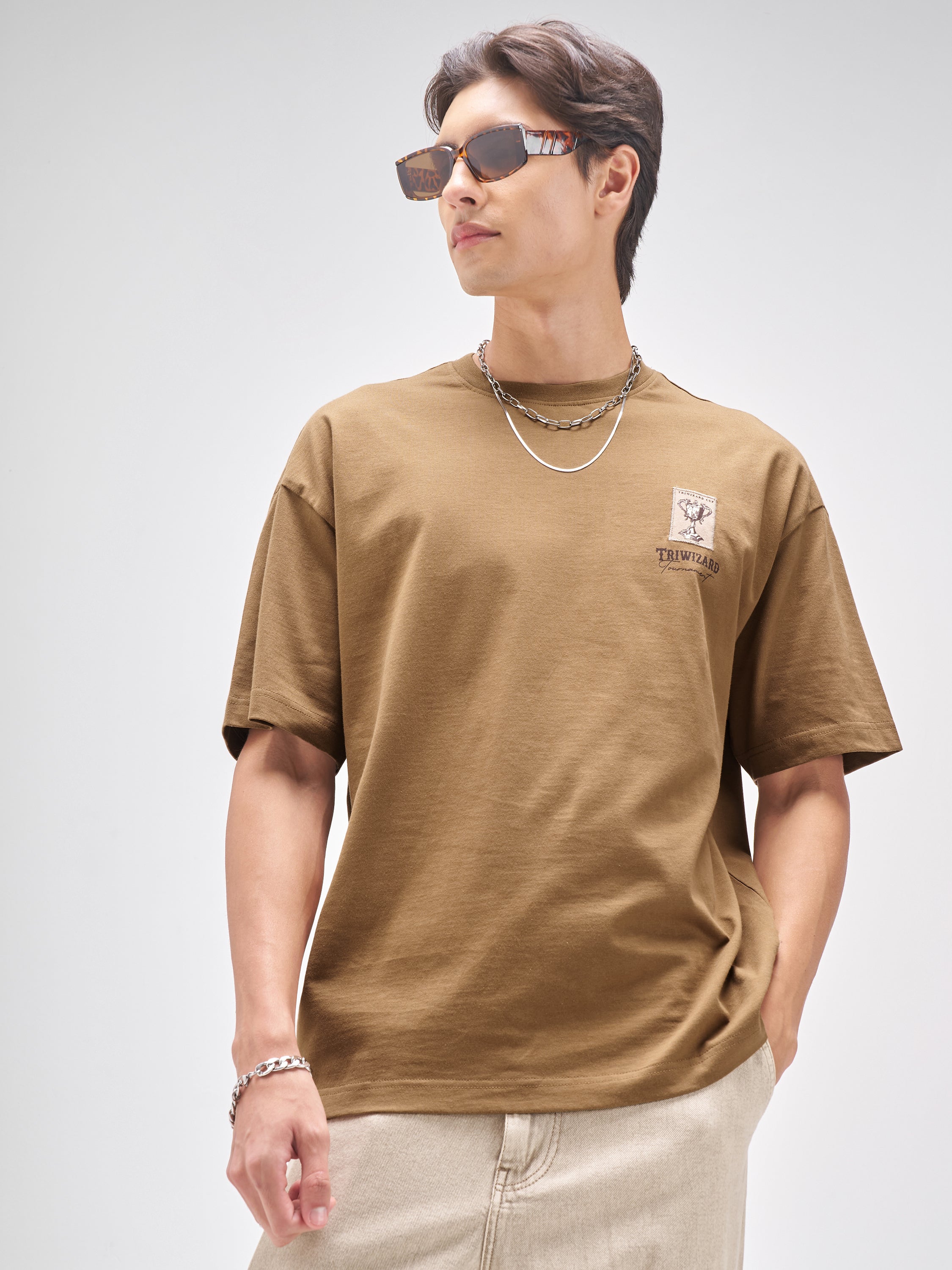 WB By Highlander Men Harry Potter Brown Applique Round Neck T-Shirt - Brown - Image 5