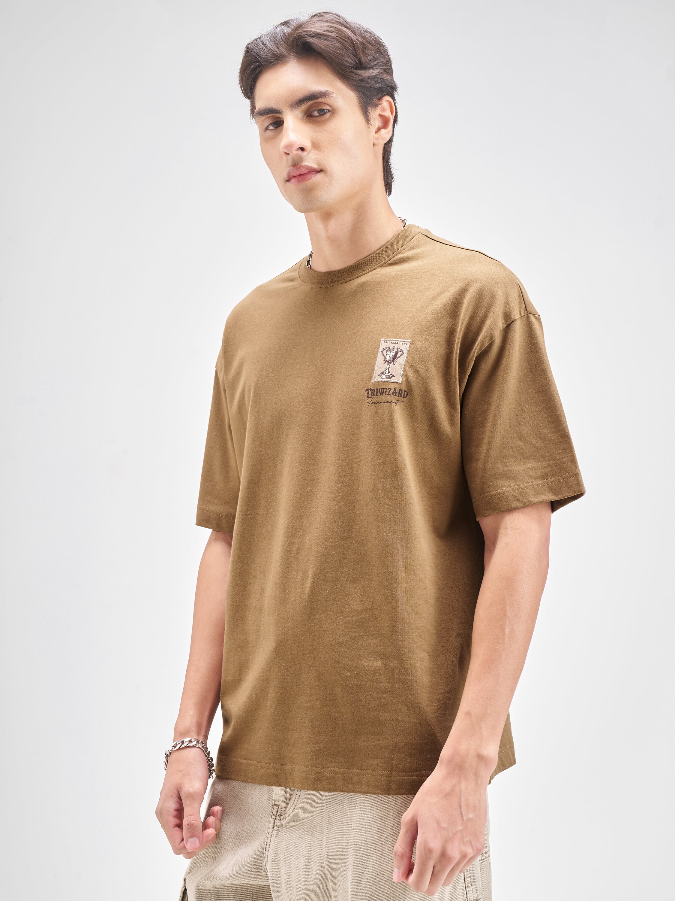 WB By Highlander Men Harry Potter Brown Applique Round Neck T-Shirt - Brown - Image 6