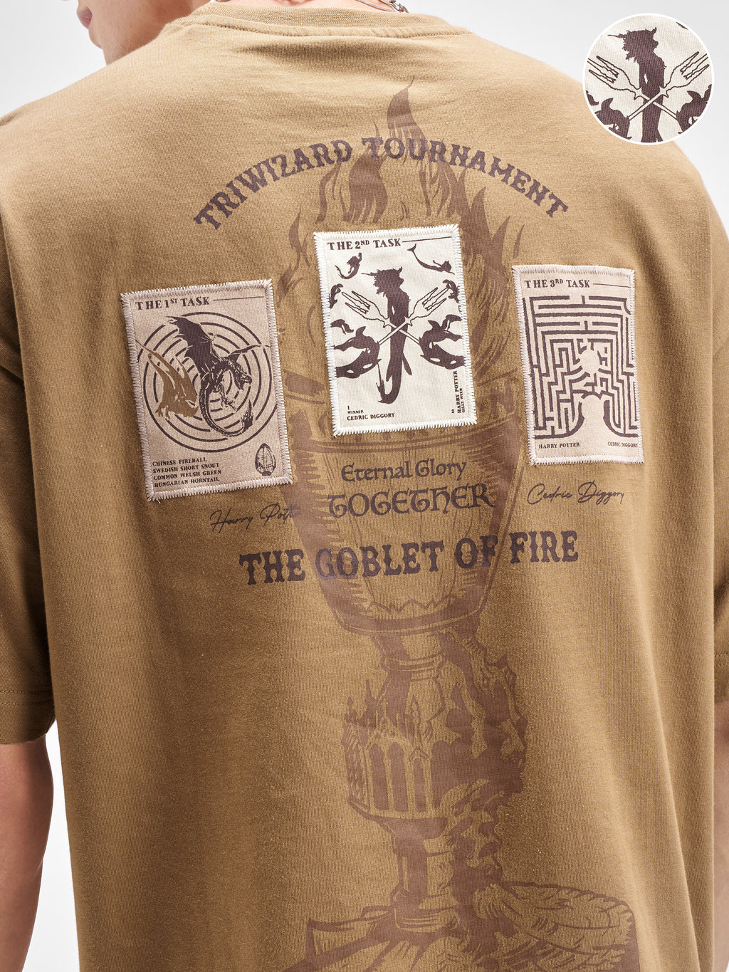 WB By Highlander Men Harry Potter Brown Applique Round Neck T-Shirt - Brown - Image 7