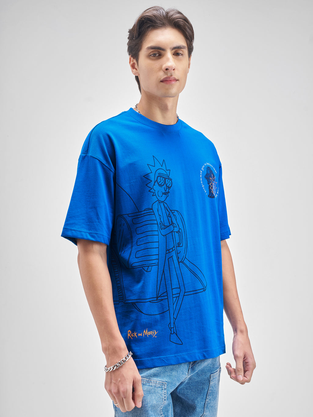 WB By Highlander Men Blue Rick And Morty Printed Round Neck T-Shirt - Blue - Image 8