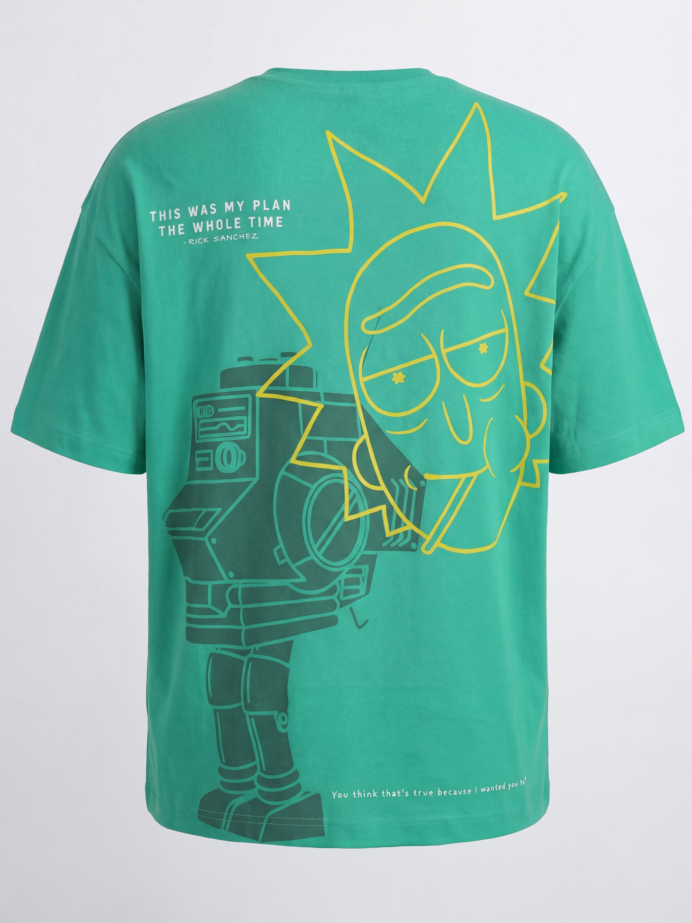 WB By Highlander Men Green Rick And Morty Printed Round Neck Oversized Fit T-Shirt - Green - Image 9