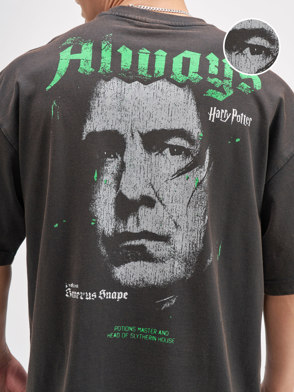 WB By Highlander Men Black Harry Potter Printed Round Neck Oversized Fit T-Shirt - Black - Image 5
