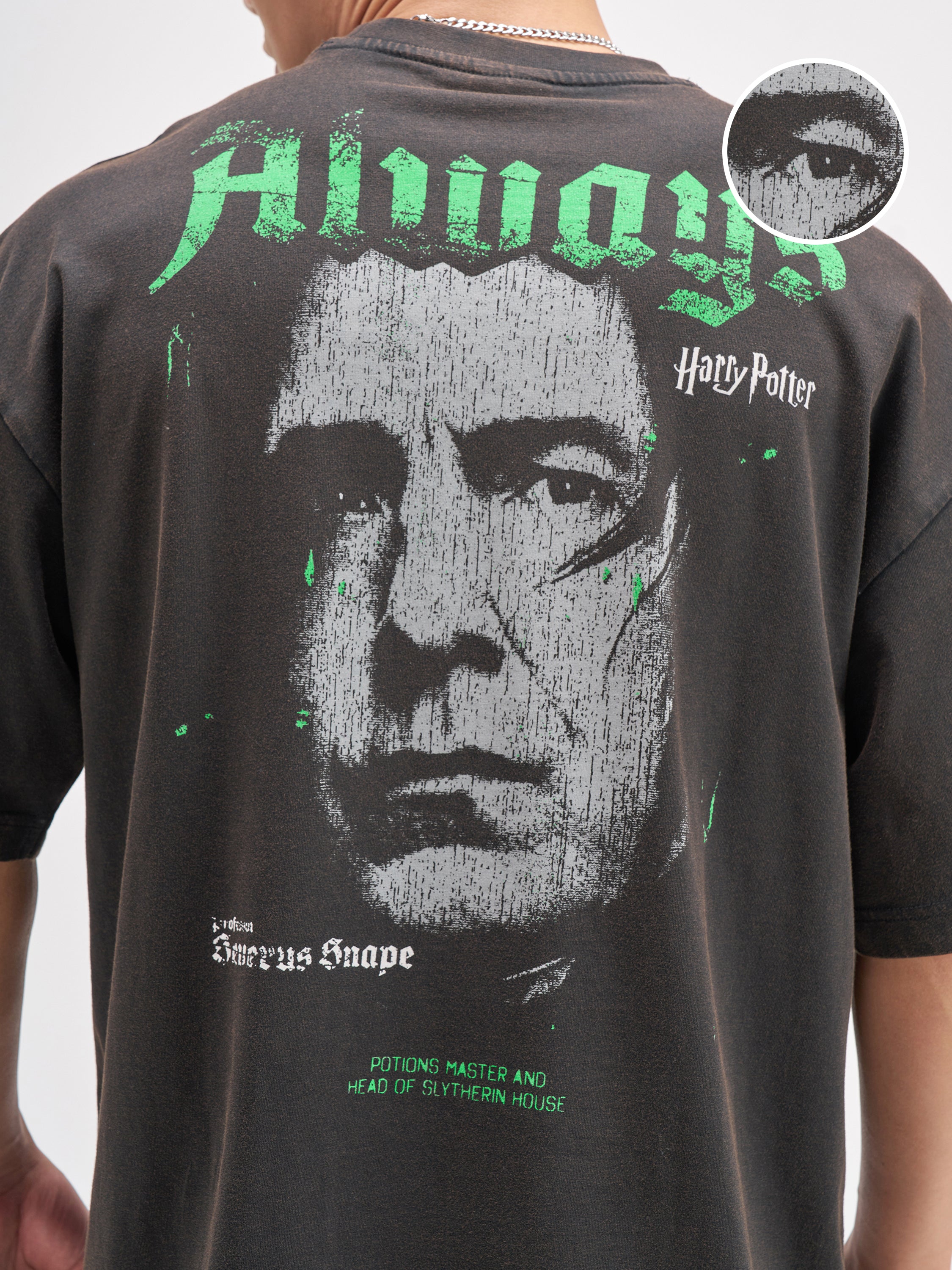 WB By Highlander Men Black Harry Potter Printed Round Neck Oversized Fit T-Shirt - Black - Image 5