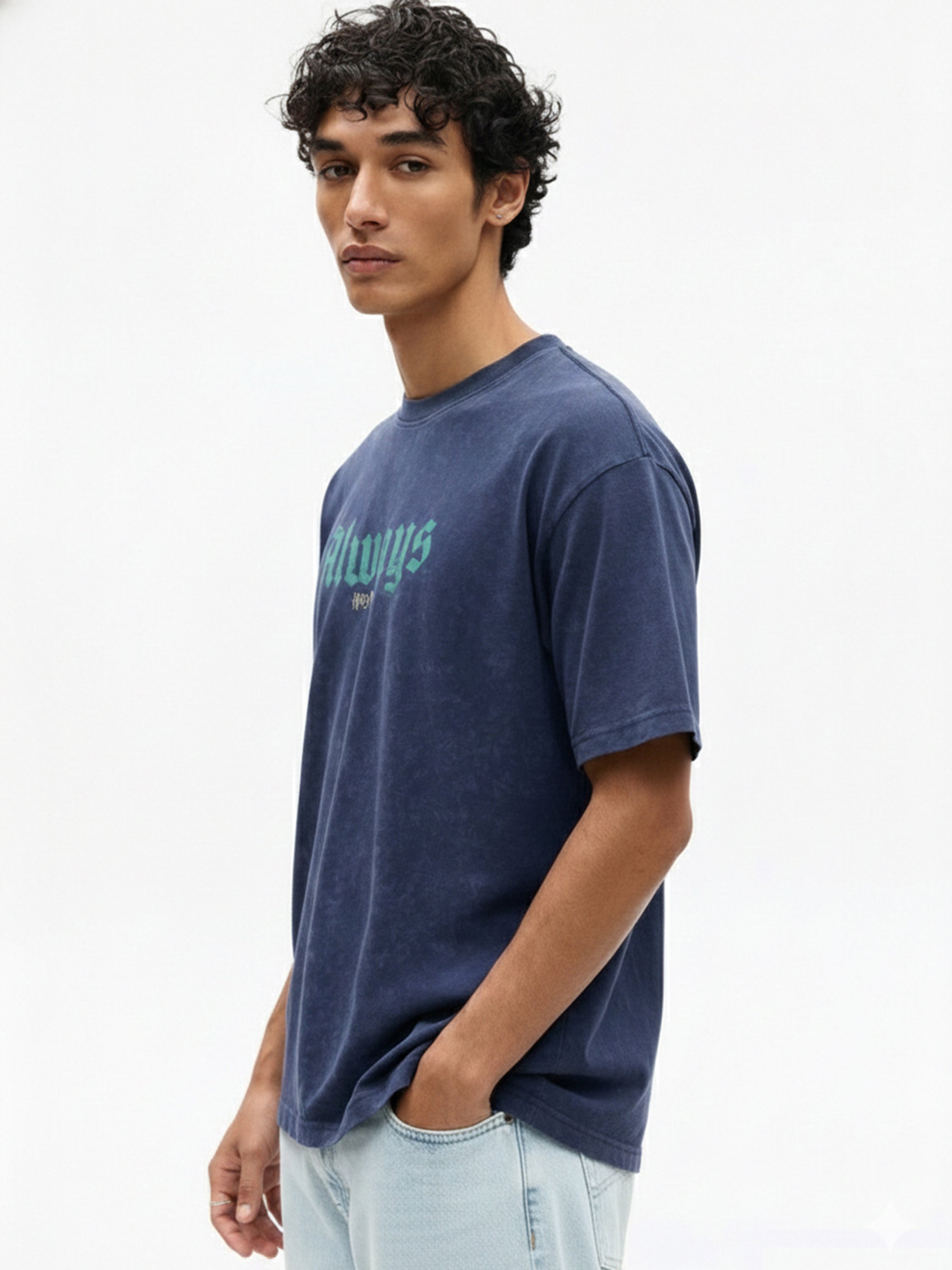 WB By Highlander Men Navy Blue Harry Potter Harry Potter Printed Round Neck Oversized Fit T-Shirt - Navy Blue - Image 6