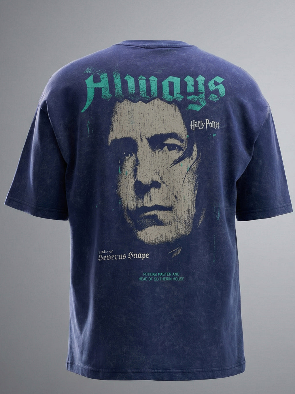 WB By Highlander Men Navy Blue Harry Potter Harry Potter Printed Round Neck Oversized Fit T-Shirt - Navy Blue - Image 8