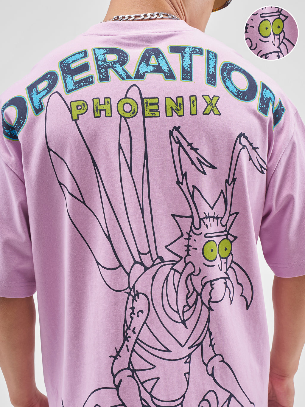 Highlander Men Lavender Rick And Morty Printed Round Neck Oversized Fit T-Shirt - Lavender - Image 5