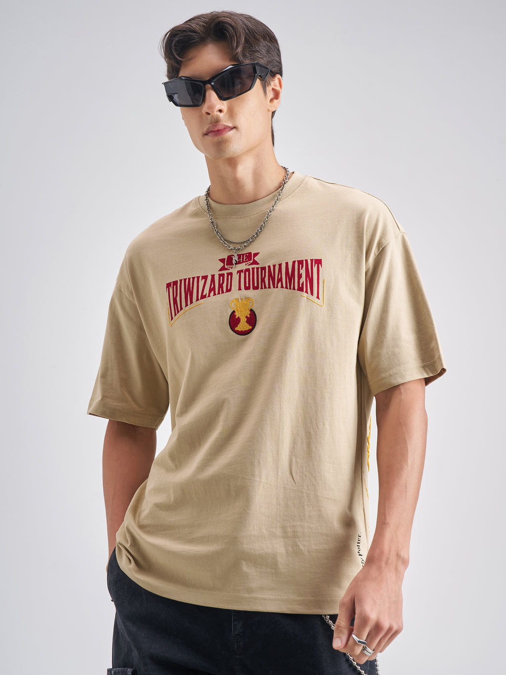 WB By Highlander Men Beige Hungarian Horntail Printed Round Neck T-Shirt - Beige - Image 5