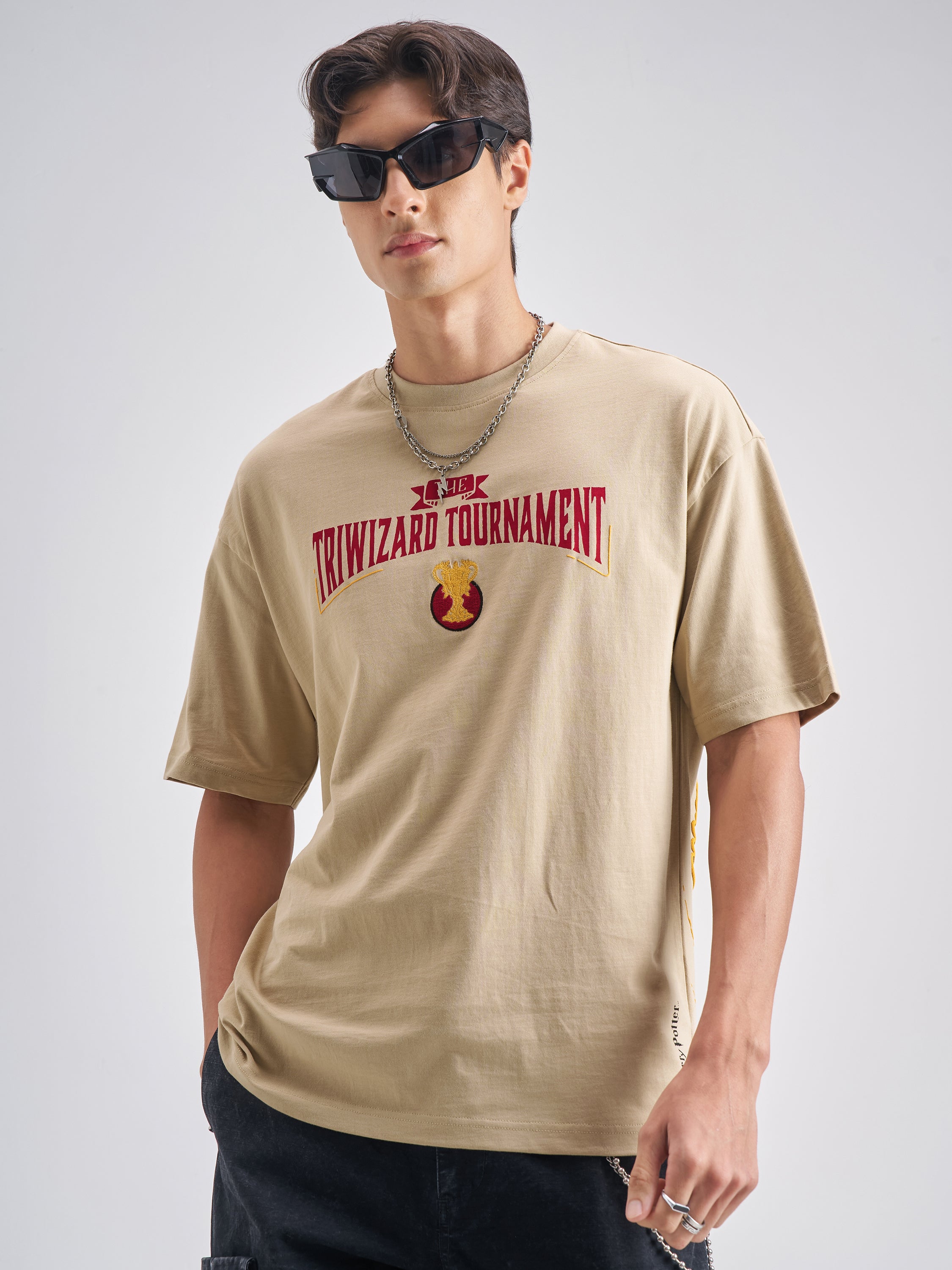 WB By Highlander Men Beige Hungarian Horntail Printed Round Neck T-Shirt - Beige - Image 5